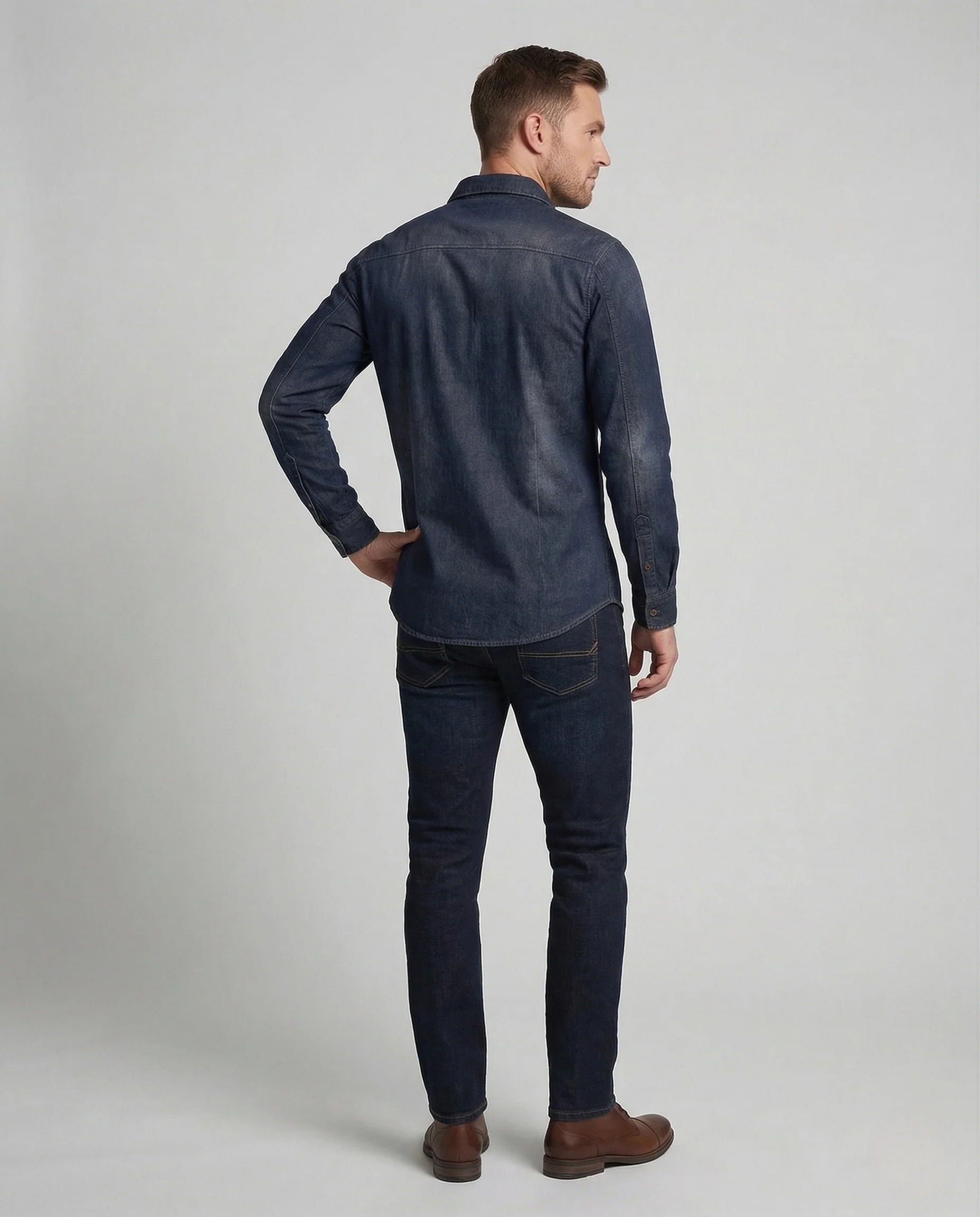 Herren Jeanshemd Slim Brusttaschen - Image 4