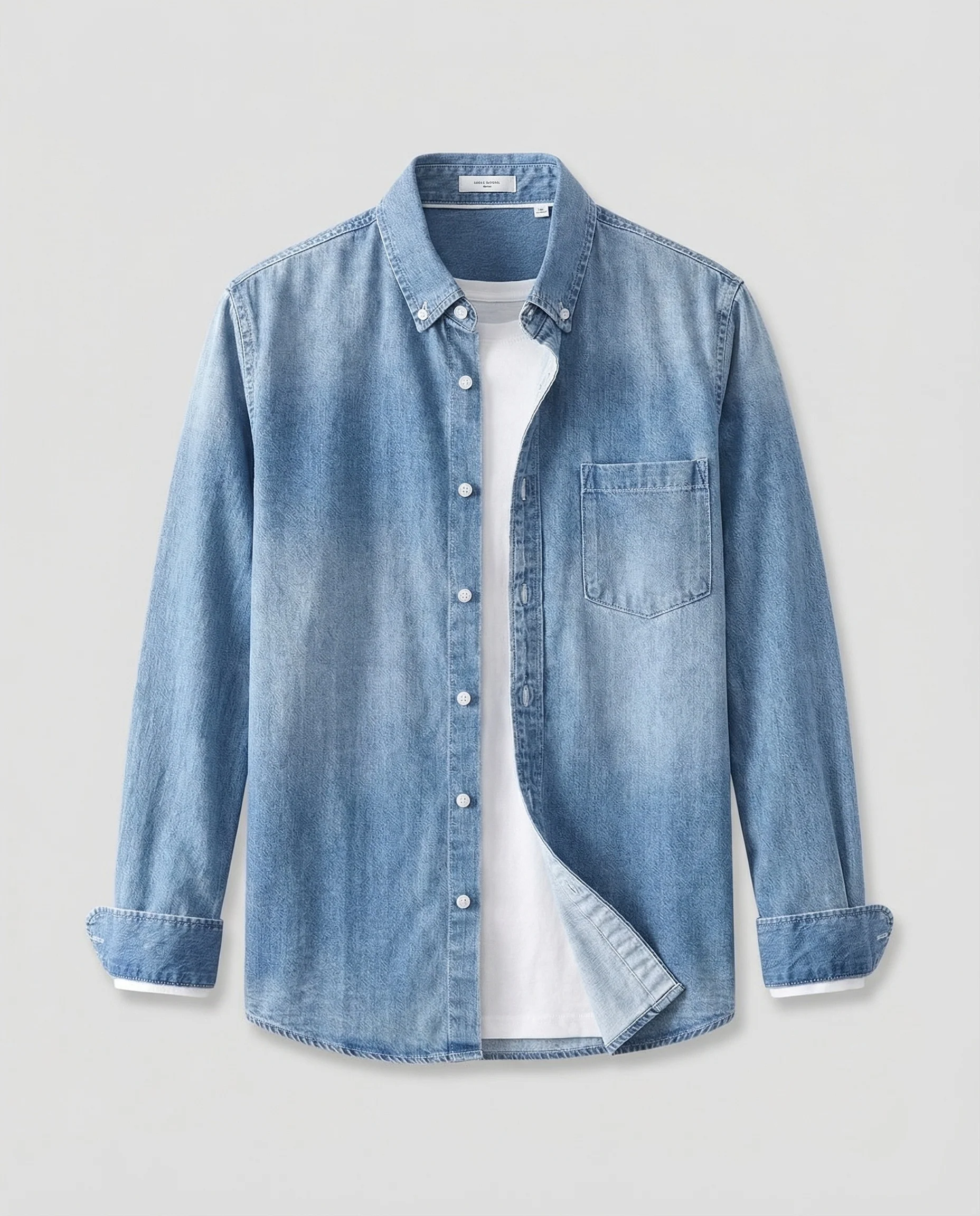 Herren Jeanshemd mit Knopfkragen & Brusttasche - Image 4