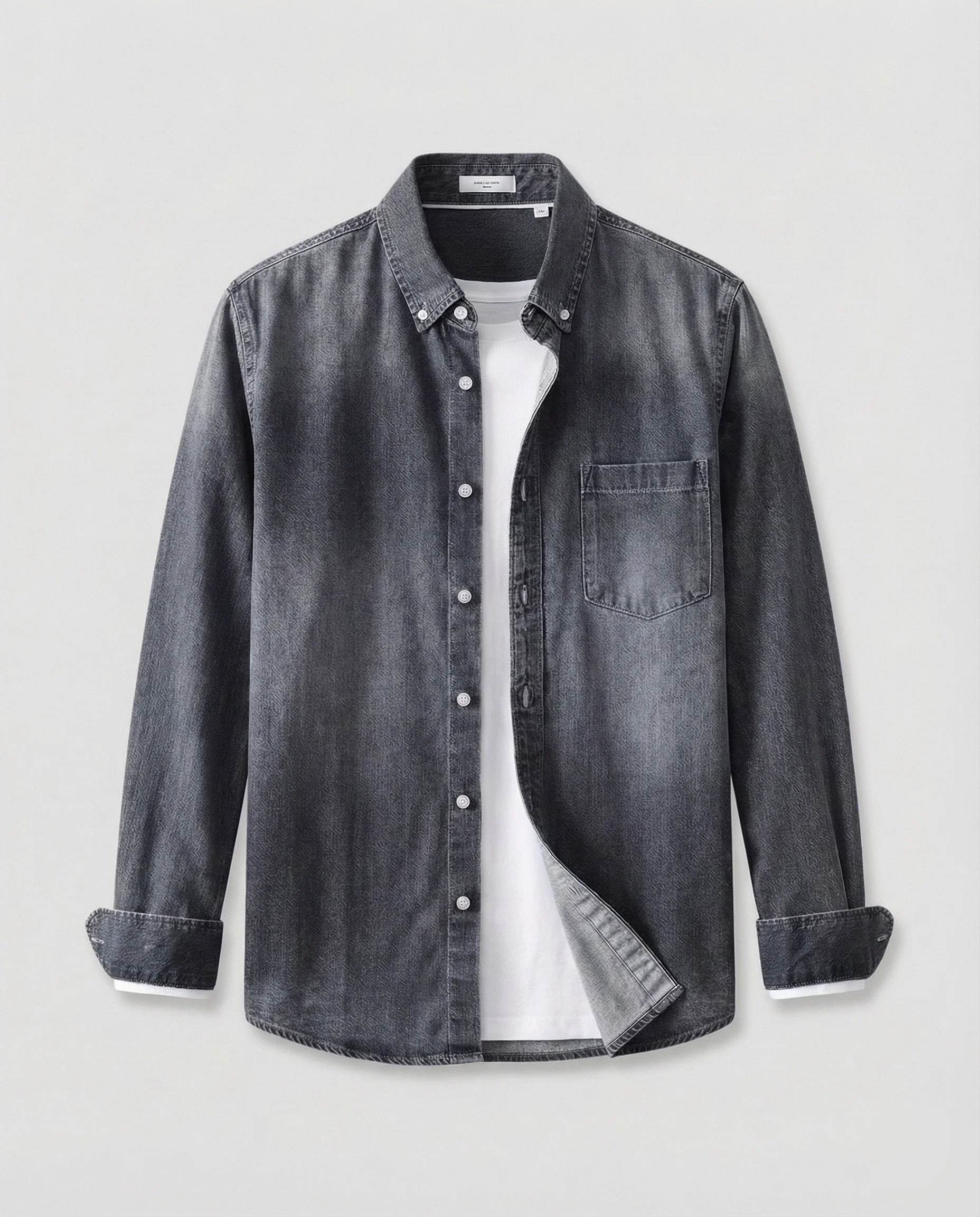 Herren Jeanshemd mit Knopfkragen & Brusttasche - Image 5