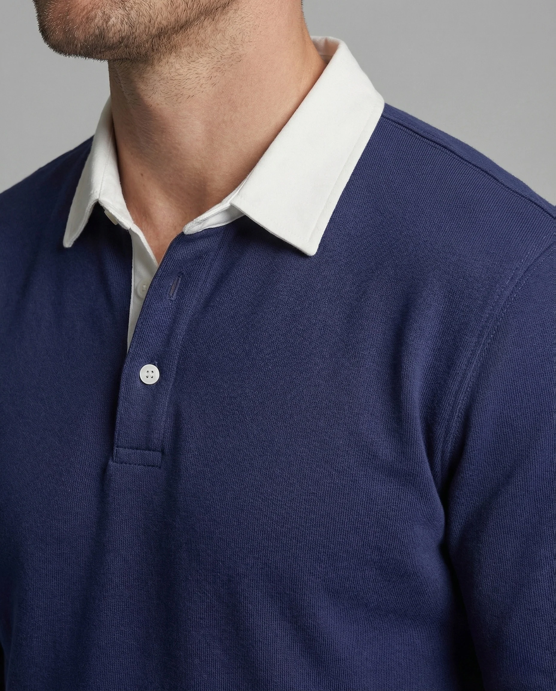 Herren Poloshirt Sweatshirt mit Kontrastkragen - Image 3