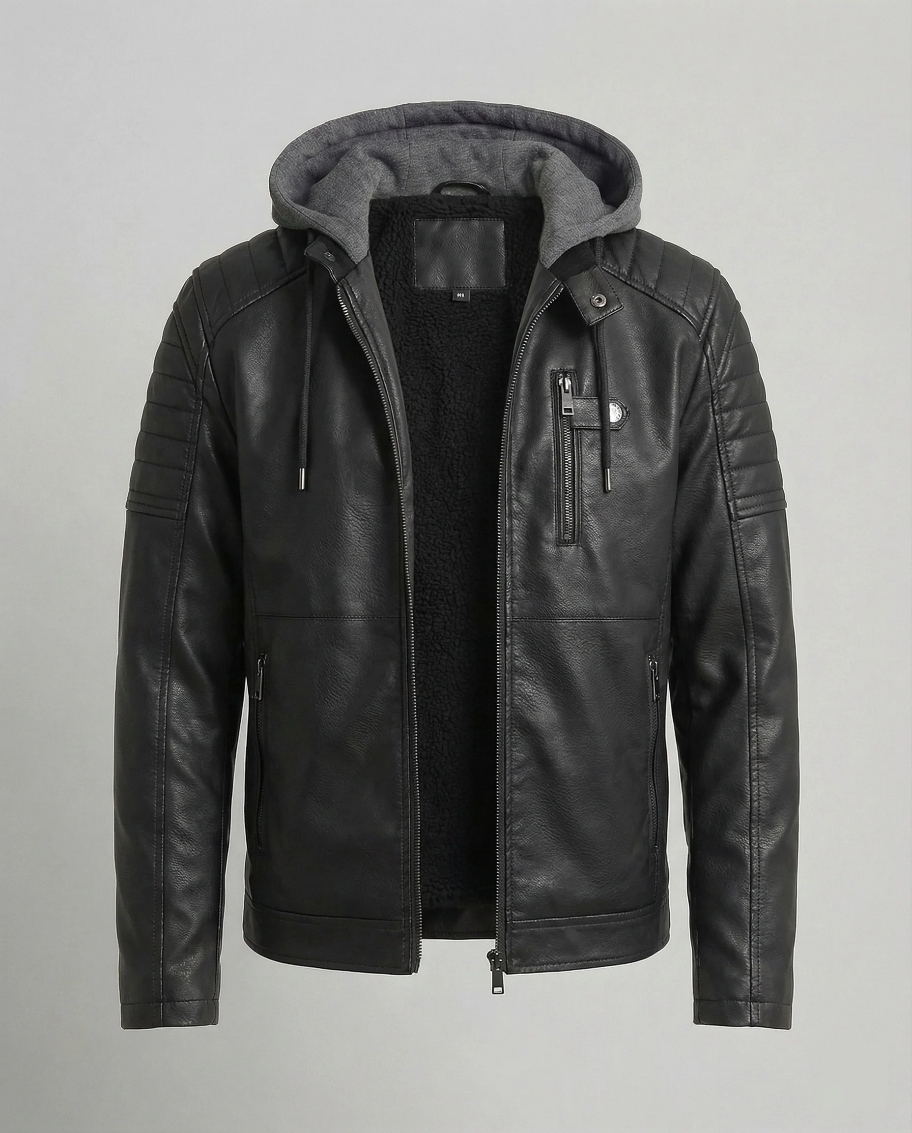 Herren Lederjacke mit Kapuzeneinsatz - Image 5