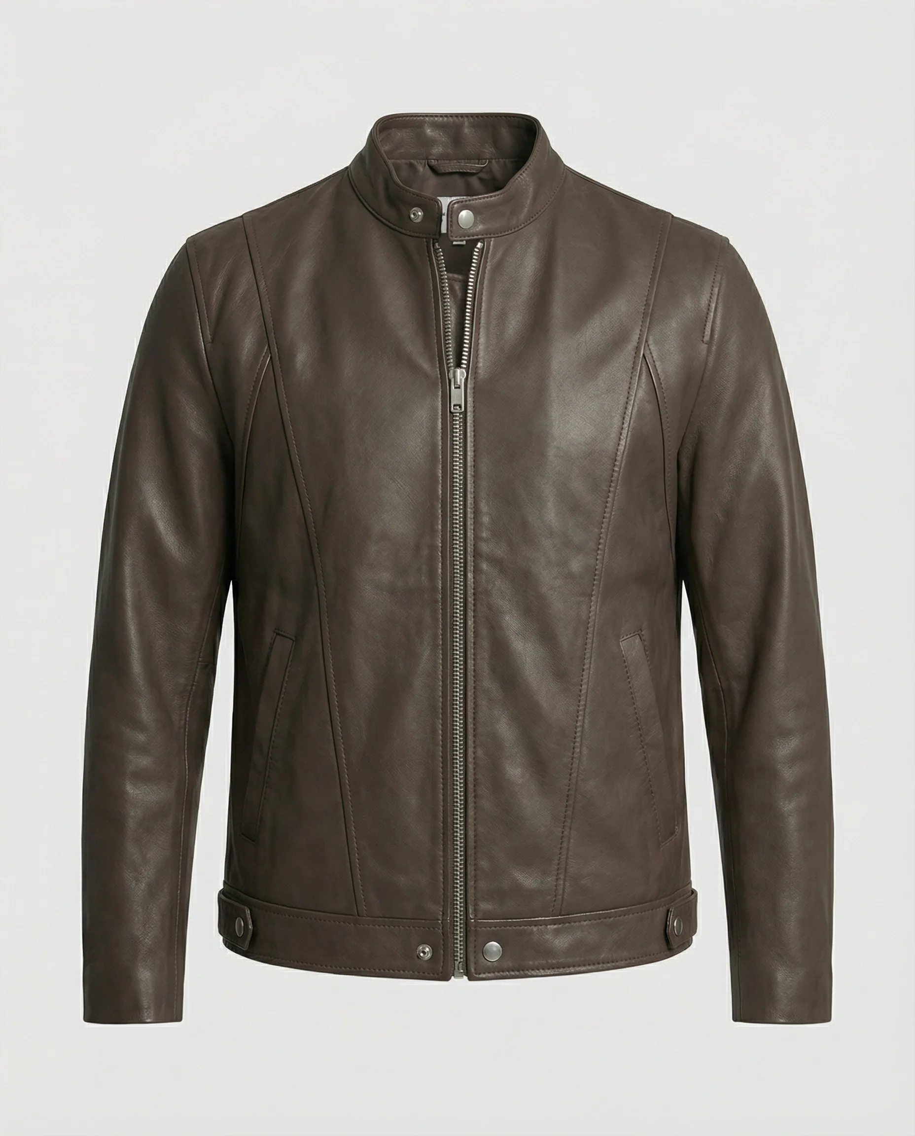 Herren Bomber Lederjacke Stehkragen - Image 2