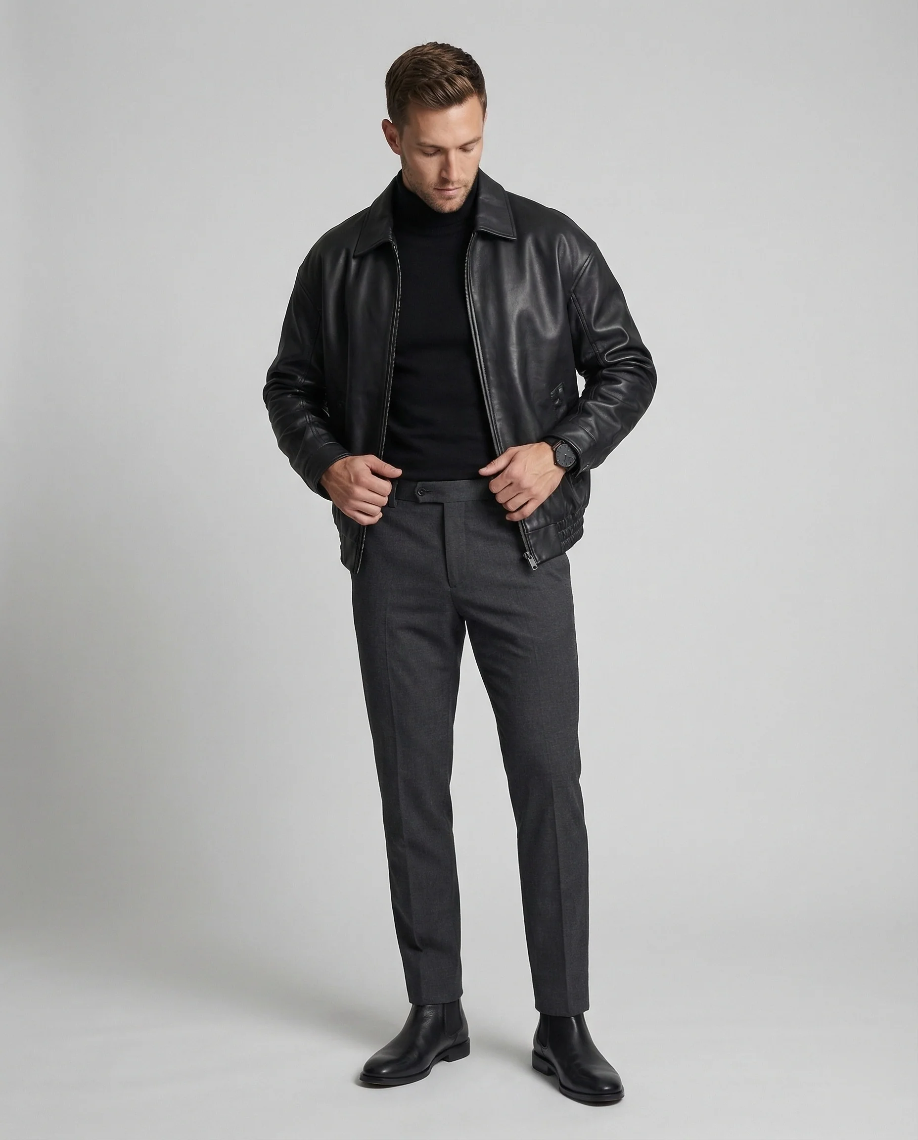 Herren Lederoptik Blouson Minimal - Image 4
