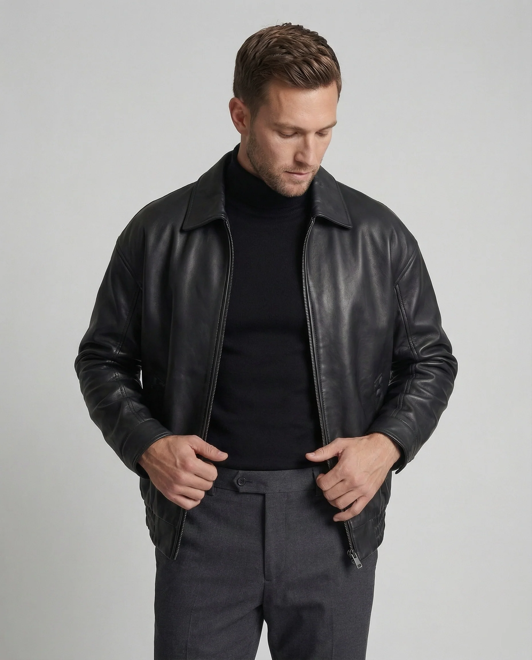 Herren Lederoptik Blouson Minimal - Image 5