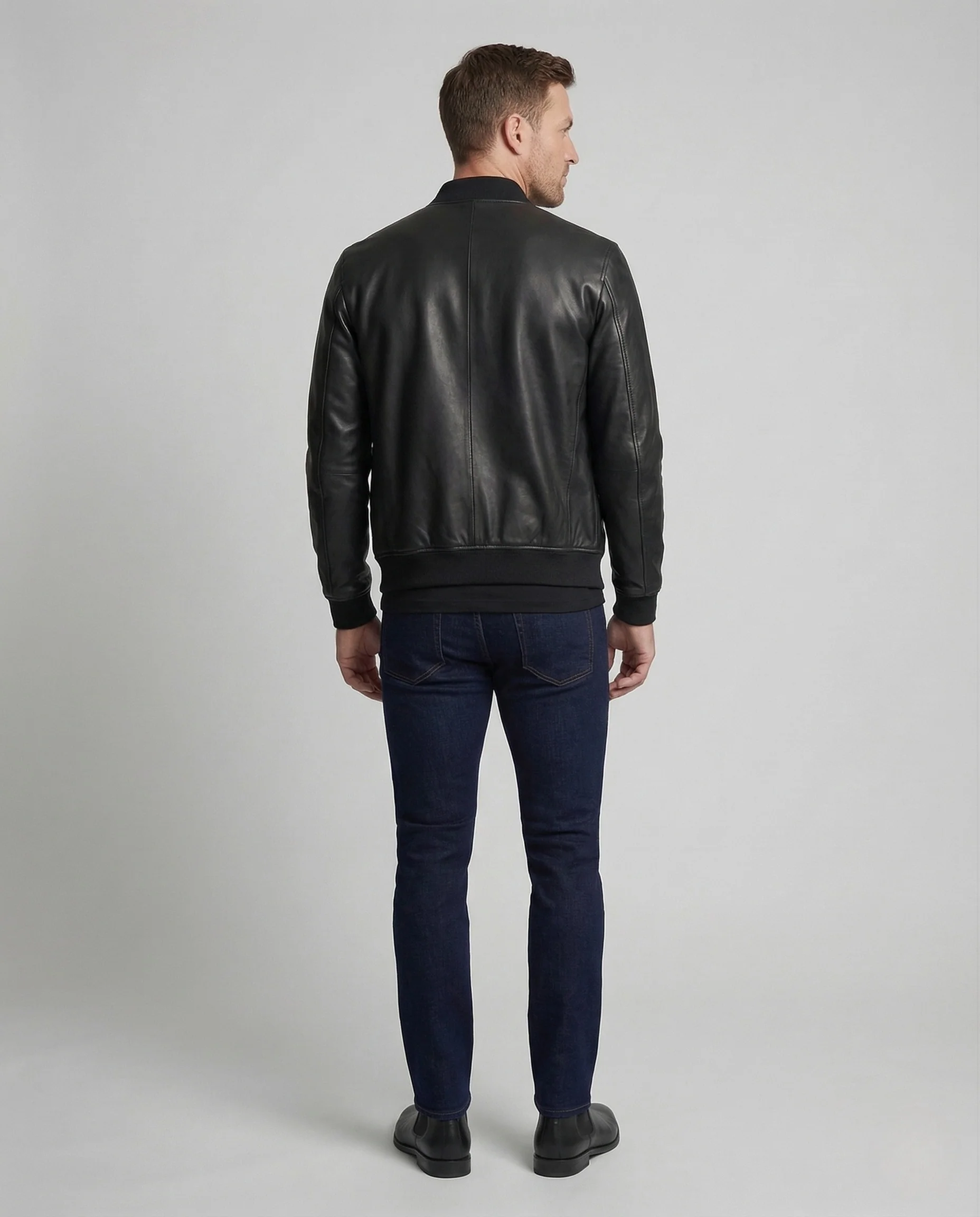 Herren Bomberjacke Lederoptik - Image 4