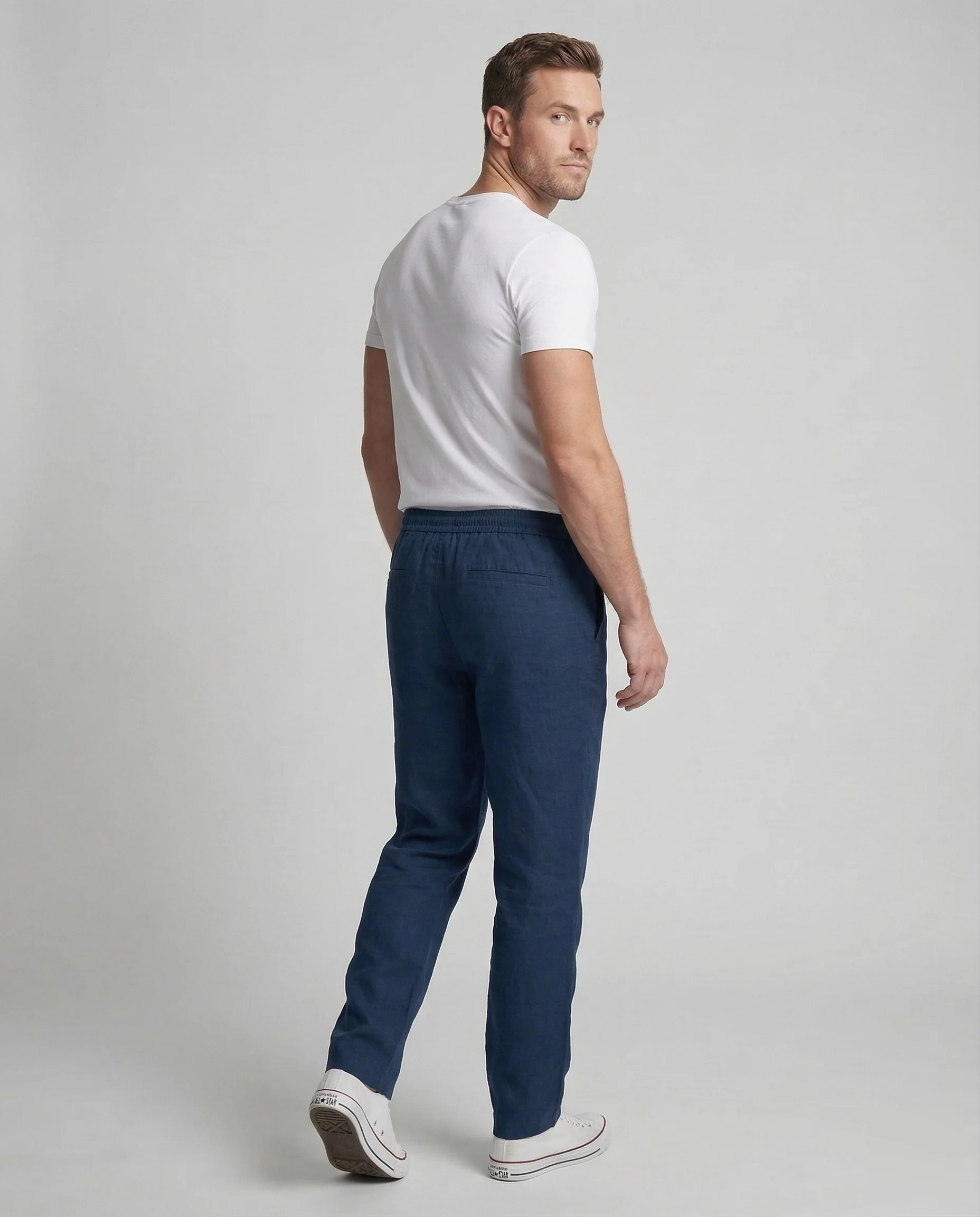 Herren Leinenhose Tunnelzug Gerade - Image 4
