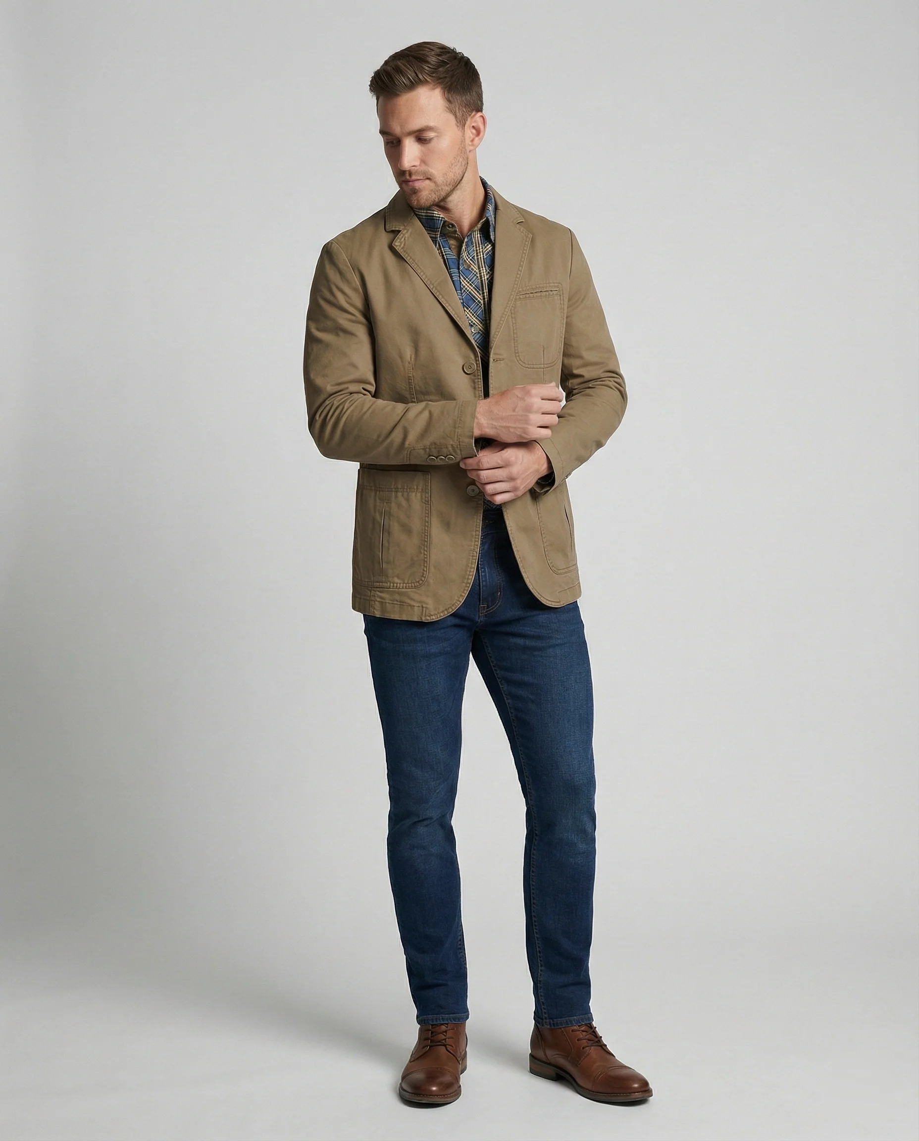 Herren Blazer Herren Baumwolle leger - Image 4