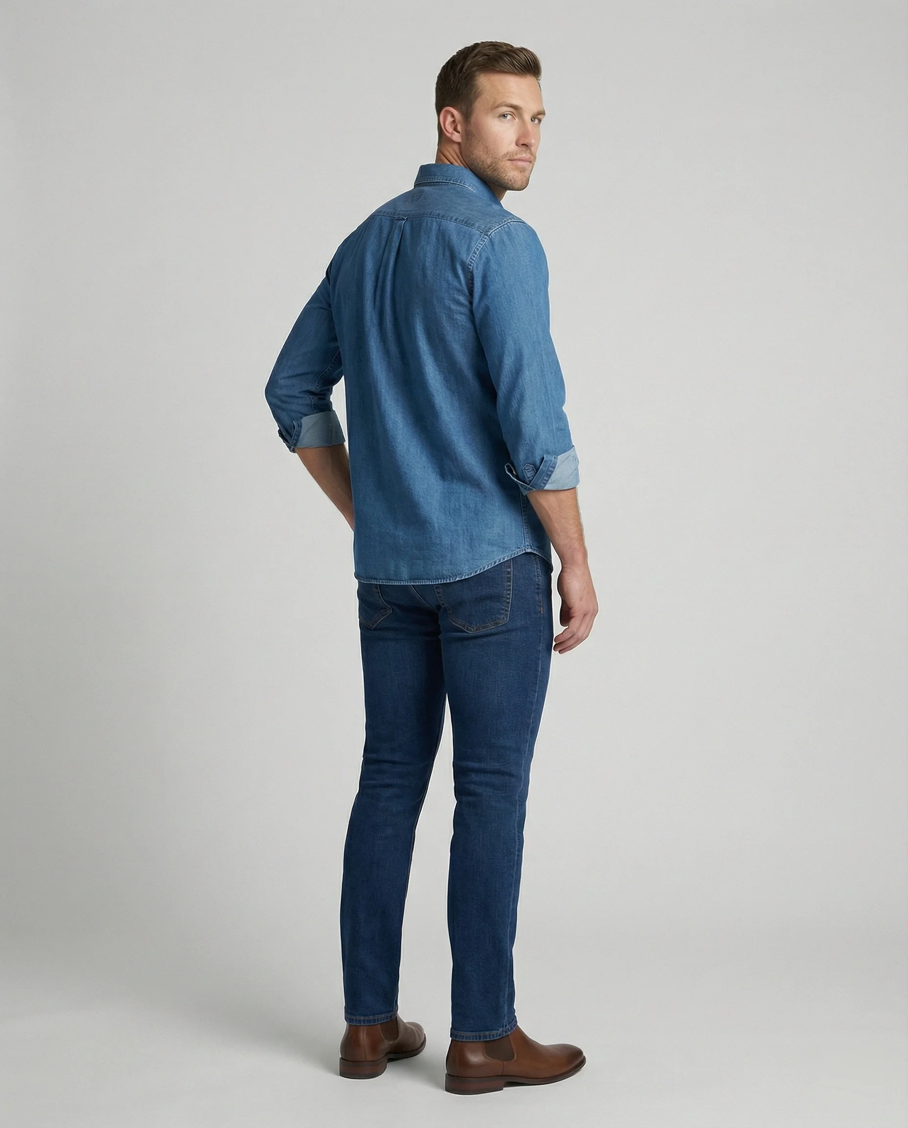 Herren Langarmhemd Jeans Regular Fit - Image 2