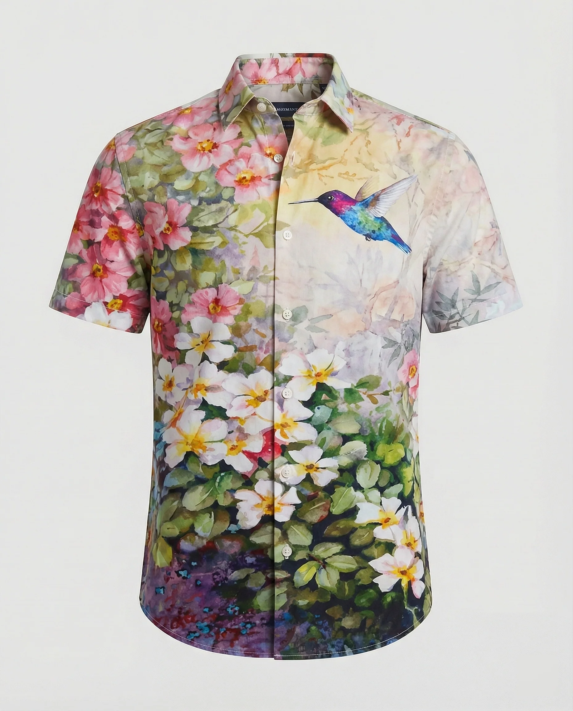 Kurzarmhemd Herren Blumenmuster Leinenoptik - Image 8