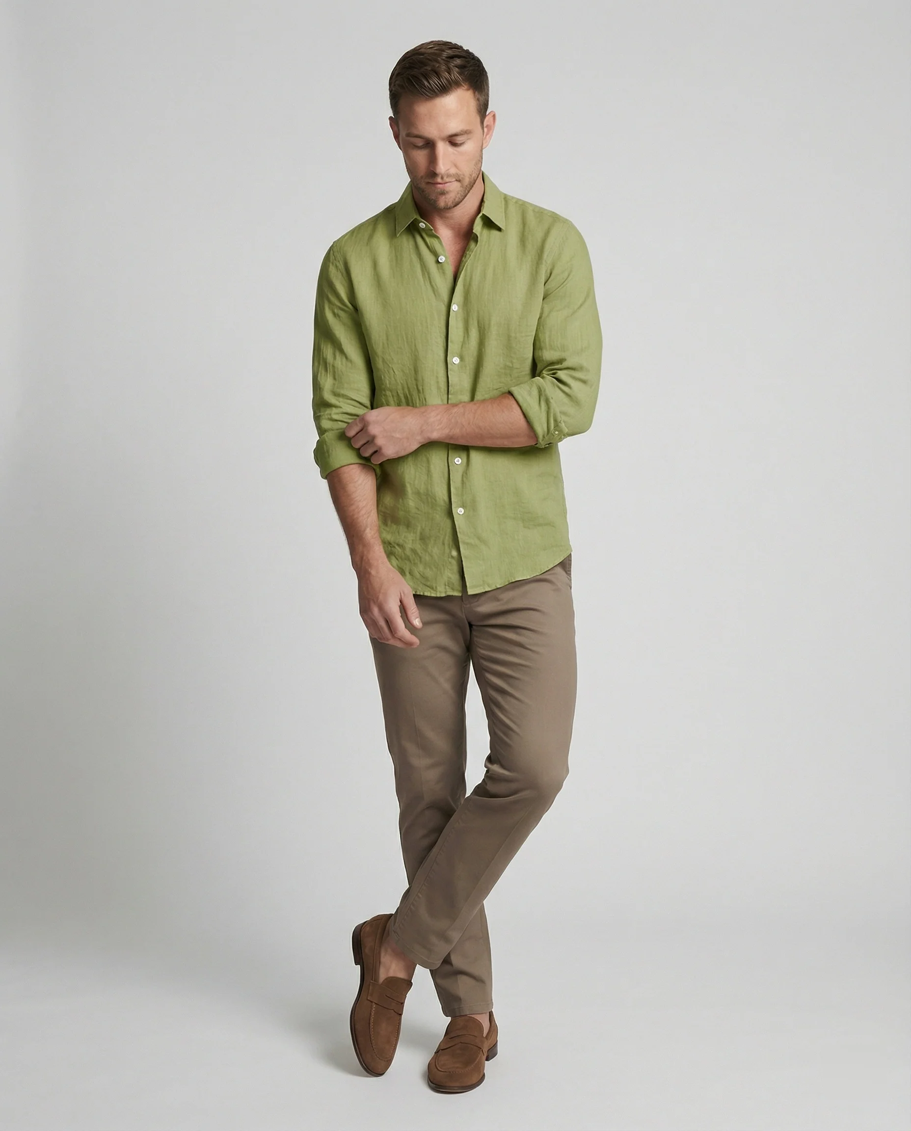 Herren Leinenhemd Kentkragen Sommer - Image 14