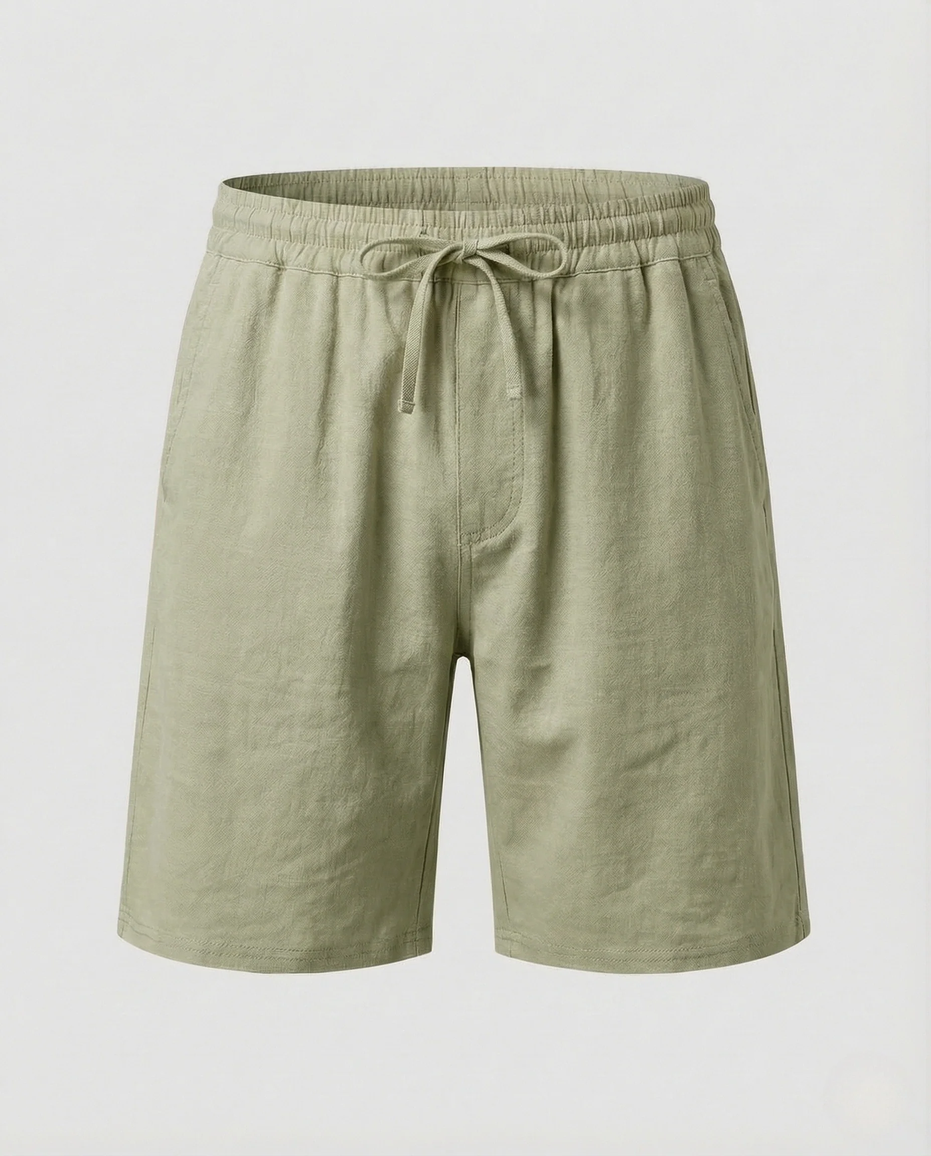 Herren Leinen Bermuda Elastischer Bund Kordelzug - Image 9