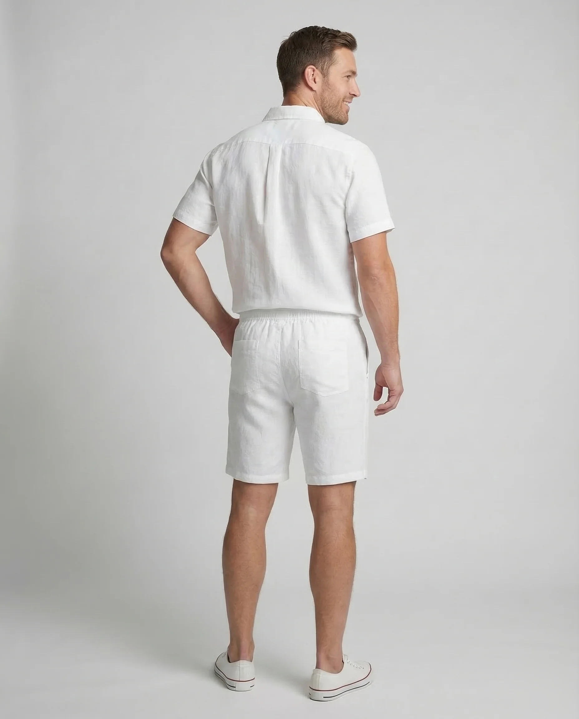 Herren Leinen Shorts Kordelzug - Image 4