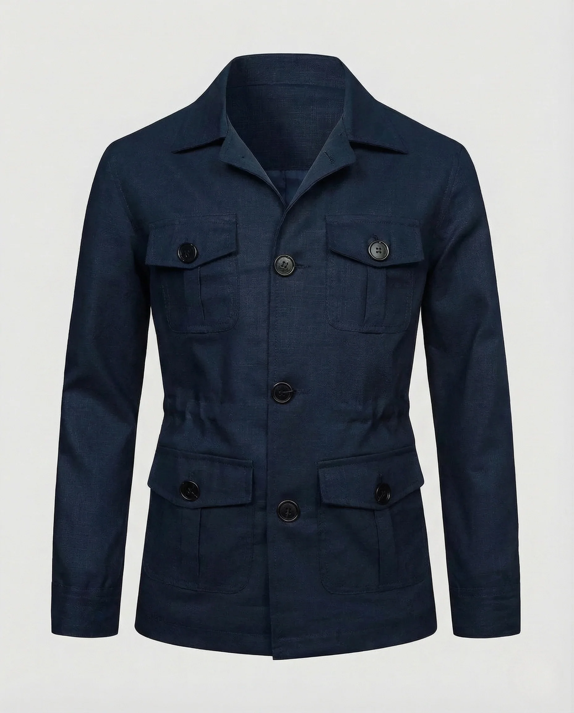 Herren Leinen Safarijacke Leicht mit Vier Pattentaschen - Image 6
