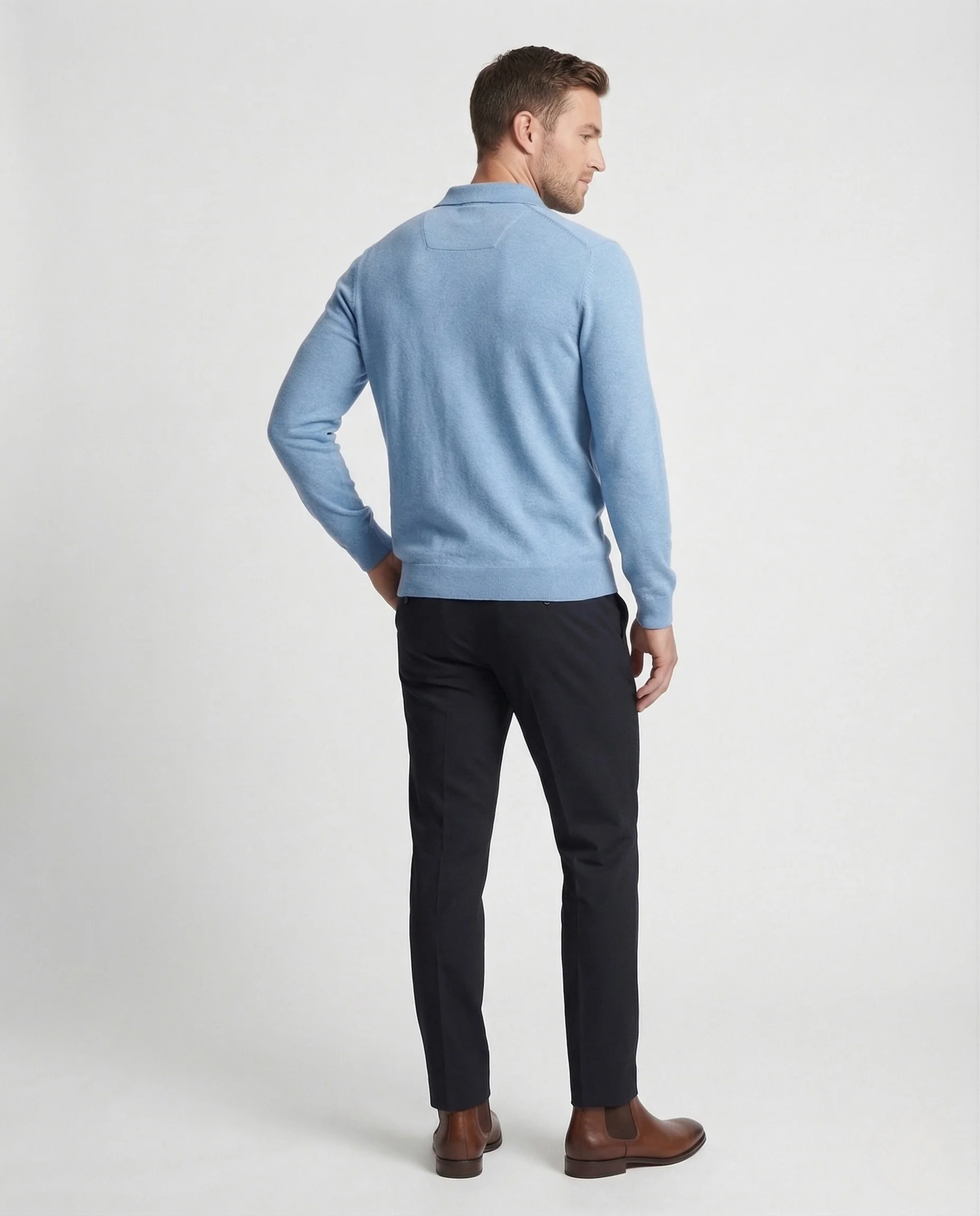 Herren Strick Polo Langarm mit Knopfleiste - Image 4