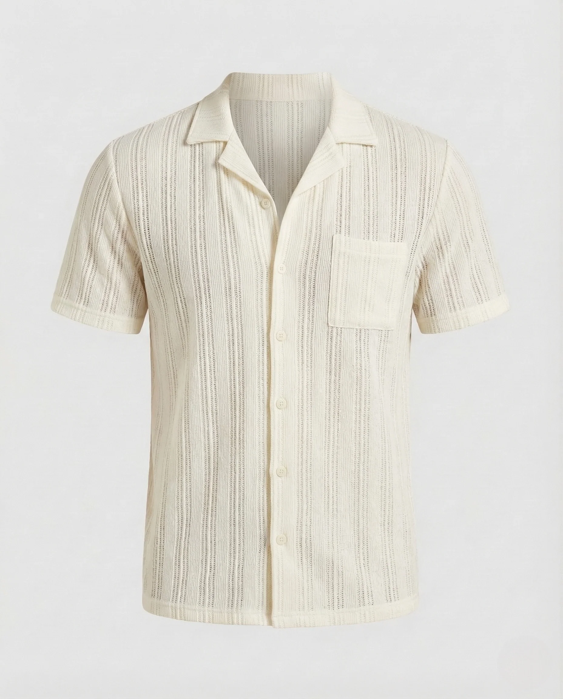 Herren Kurzarm Strickhemd mit Reverskragen - Image 11