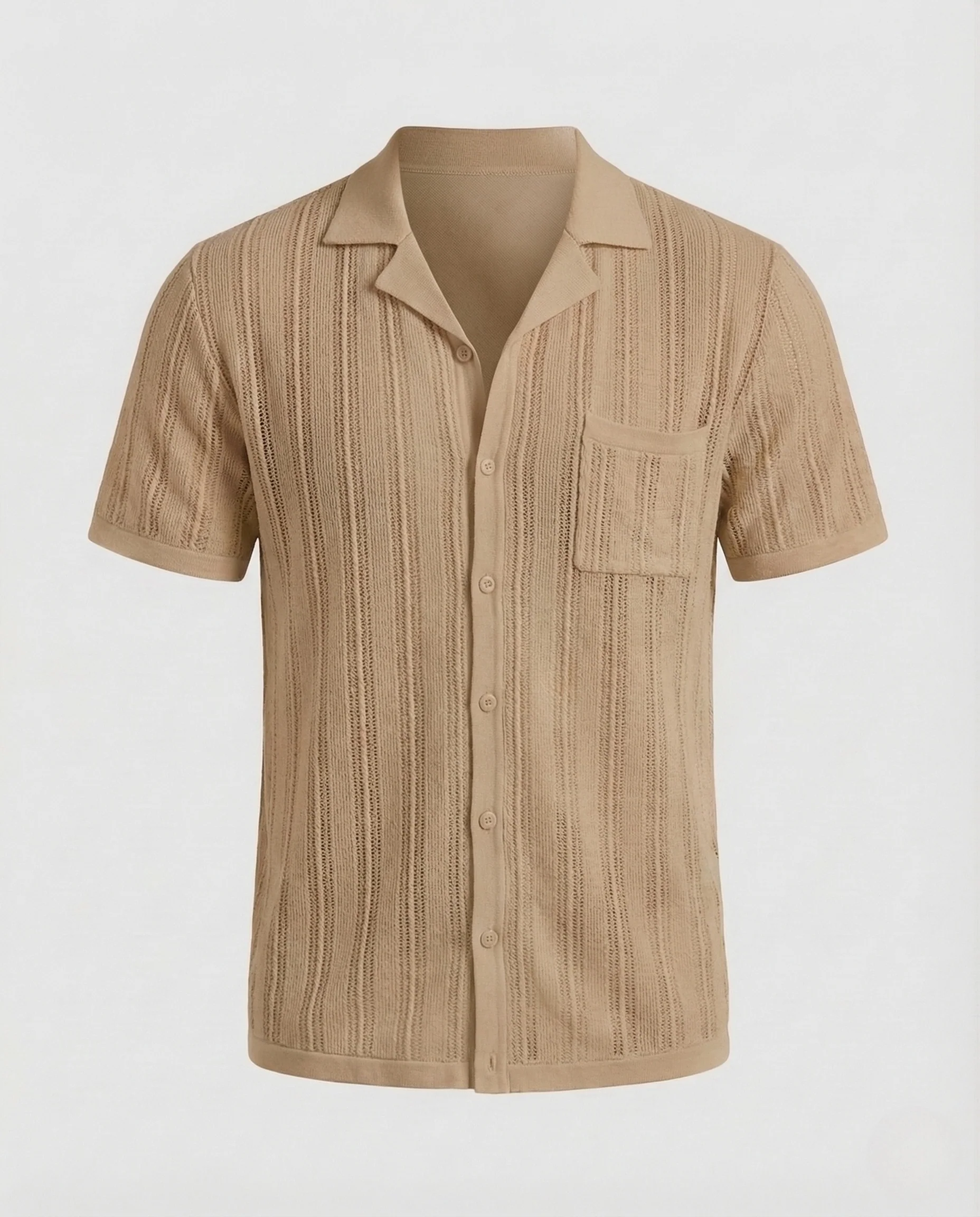 Herren Kurzarm Strickhemd mit Reverskragen - Image 12