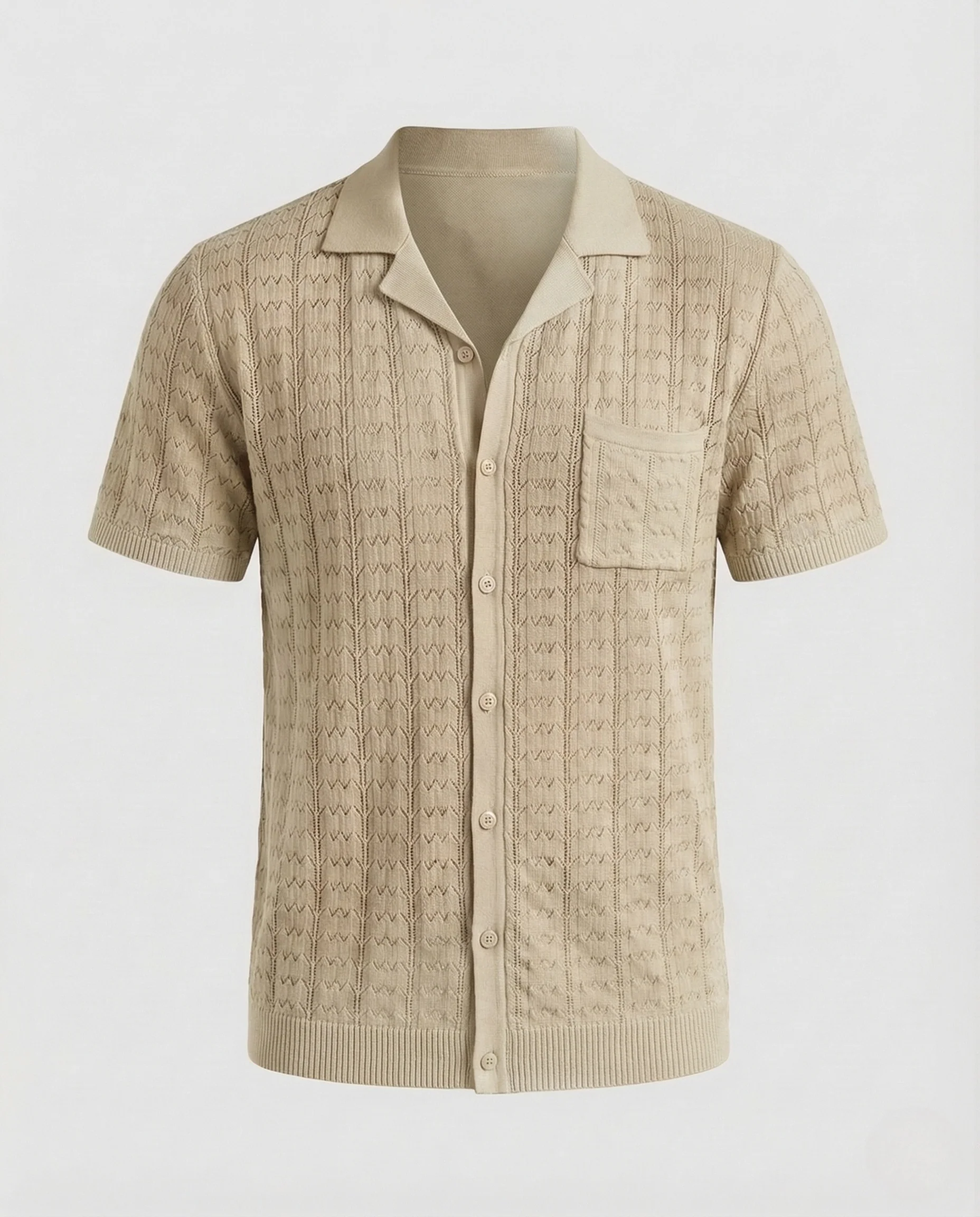Herren Kurzarm Strickhemd mit Reverskragen - Image 21