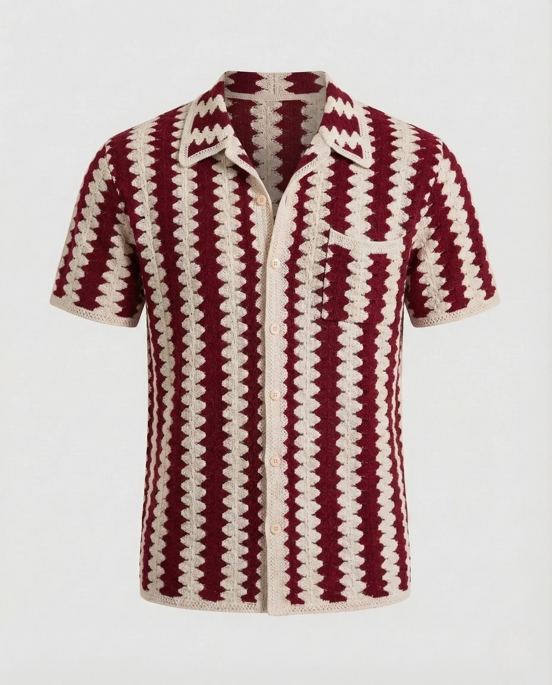 Herren Kurzarm Strickhemd mit Reverskragen - Image 23