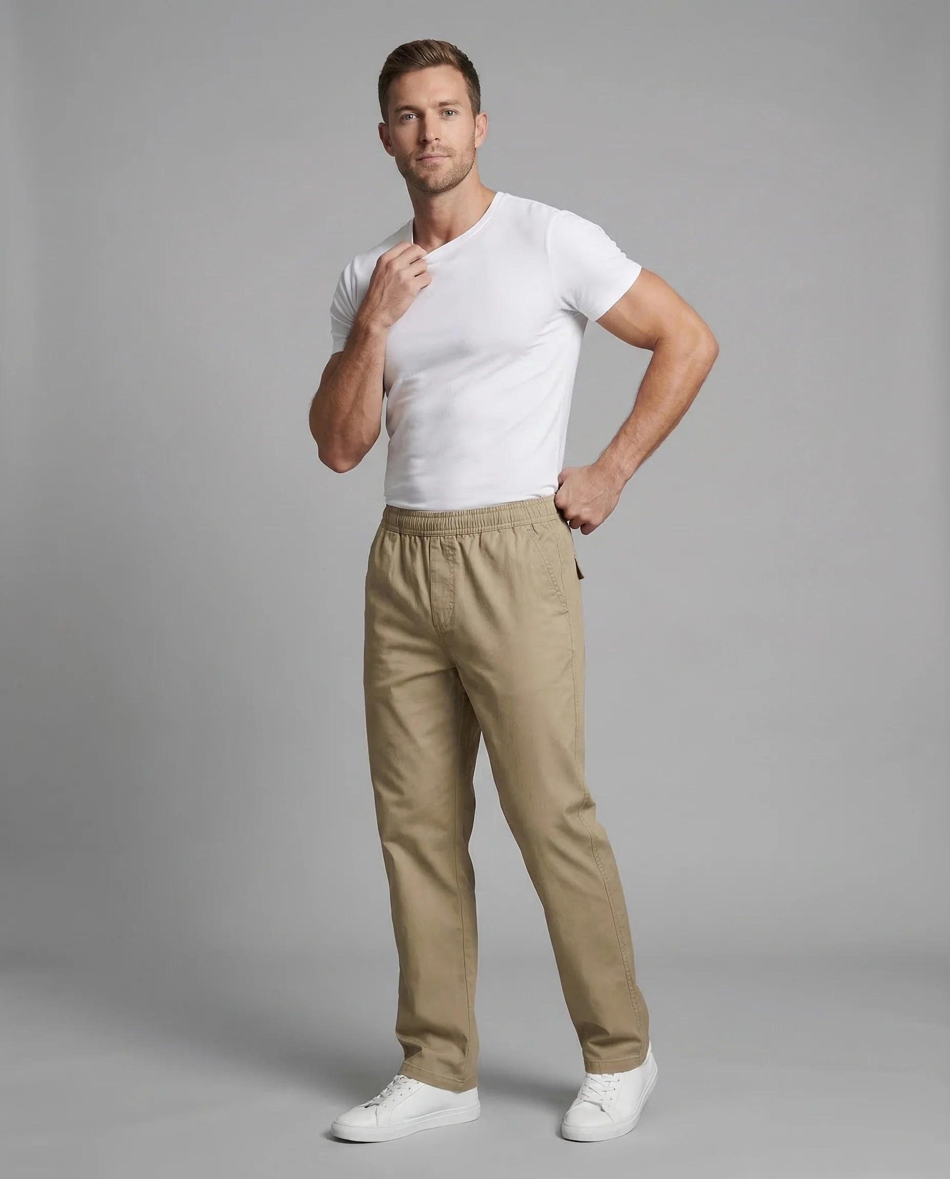 Herren Chino Hose Elastikbund