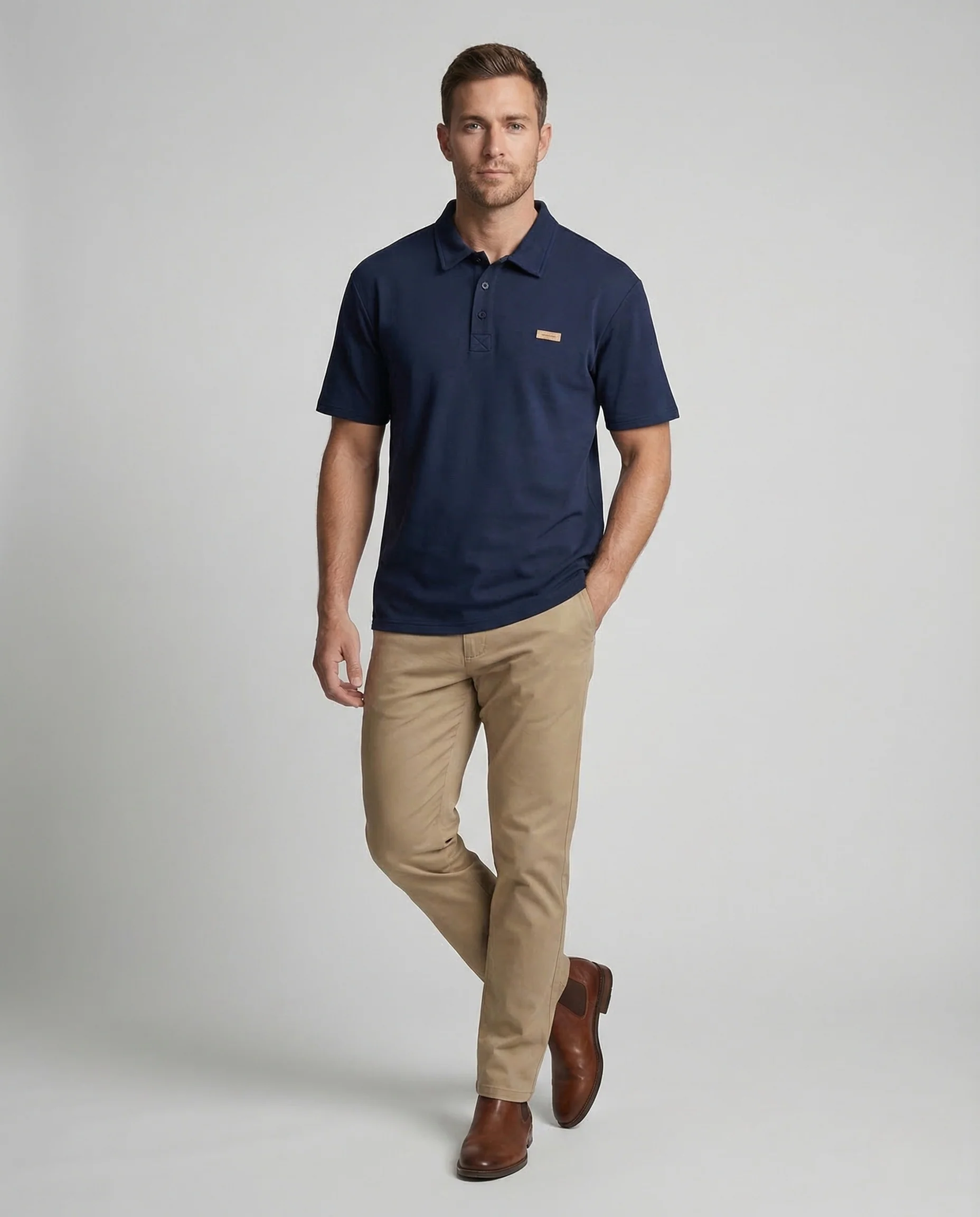 Herren Polo Baumwollpiqué Brustapplikation