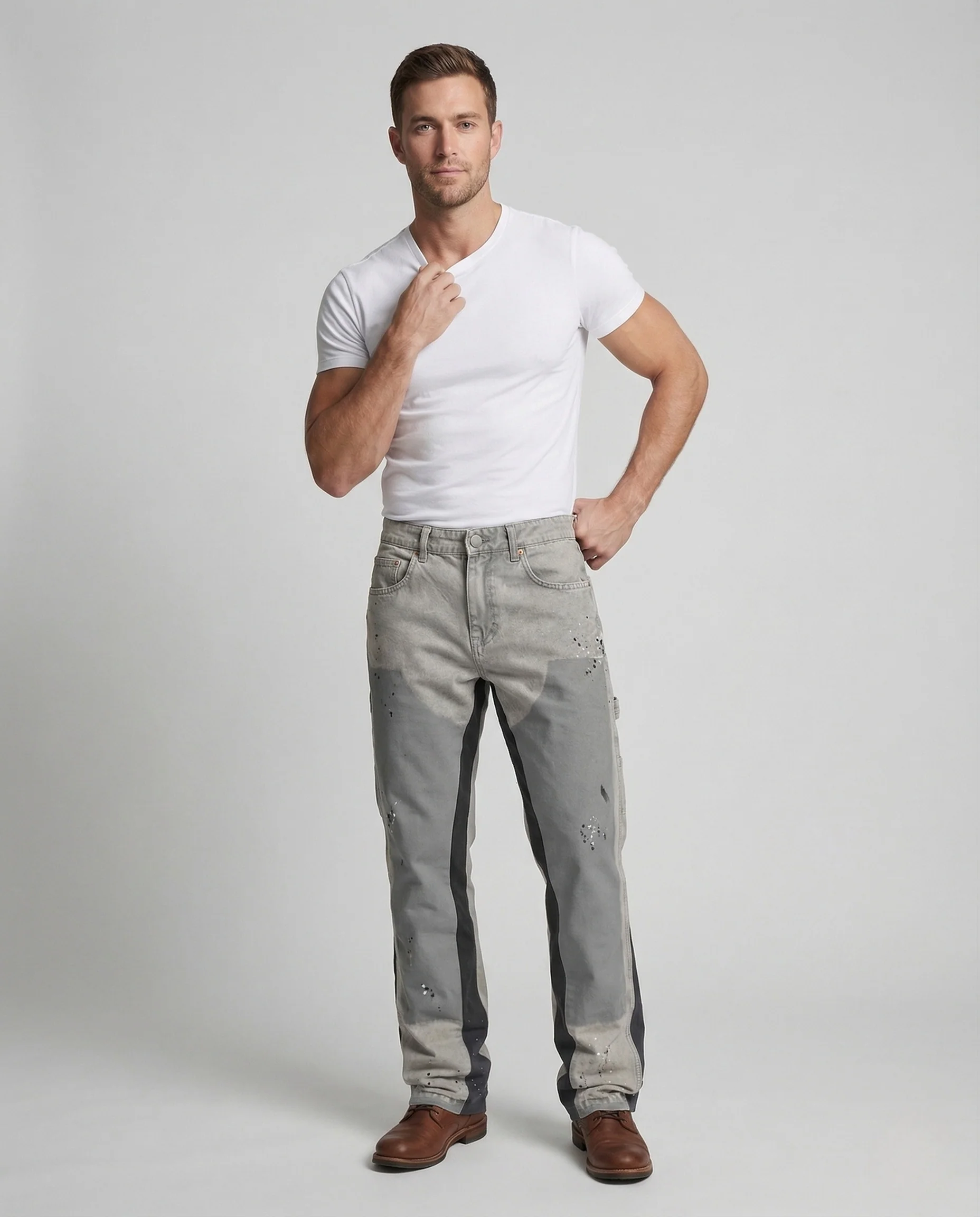 Herren Maler Jeans Handwerkerstil Mehrfachtaschen