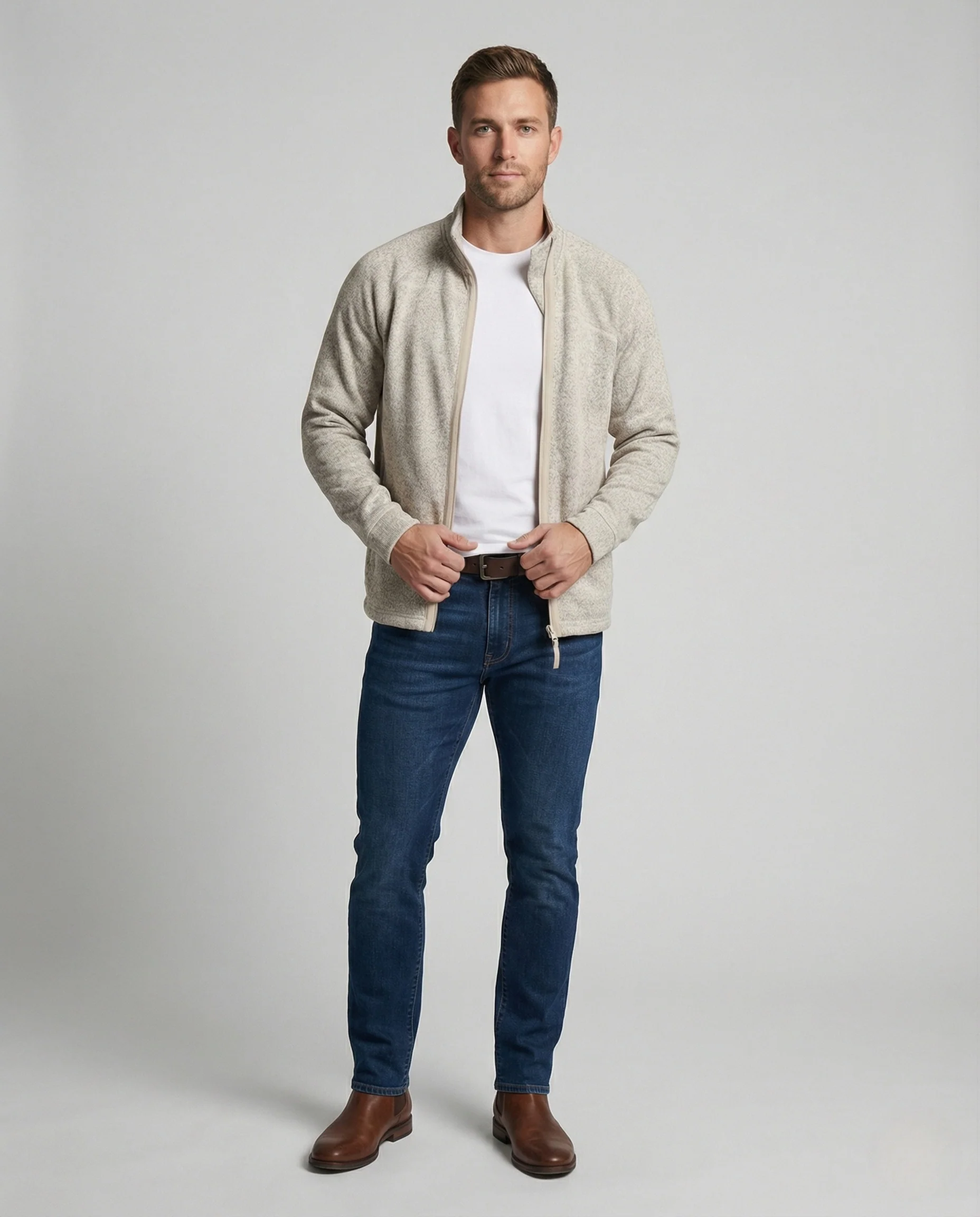 Herren Fleece-Zipjacke mit Stehkragen - Image 2