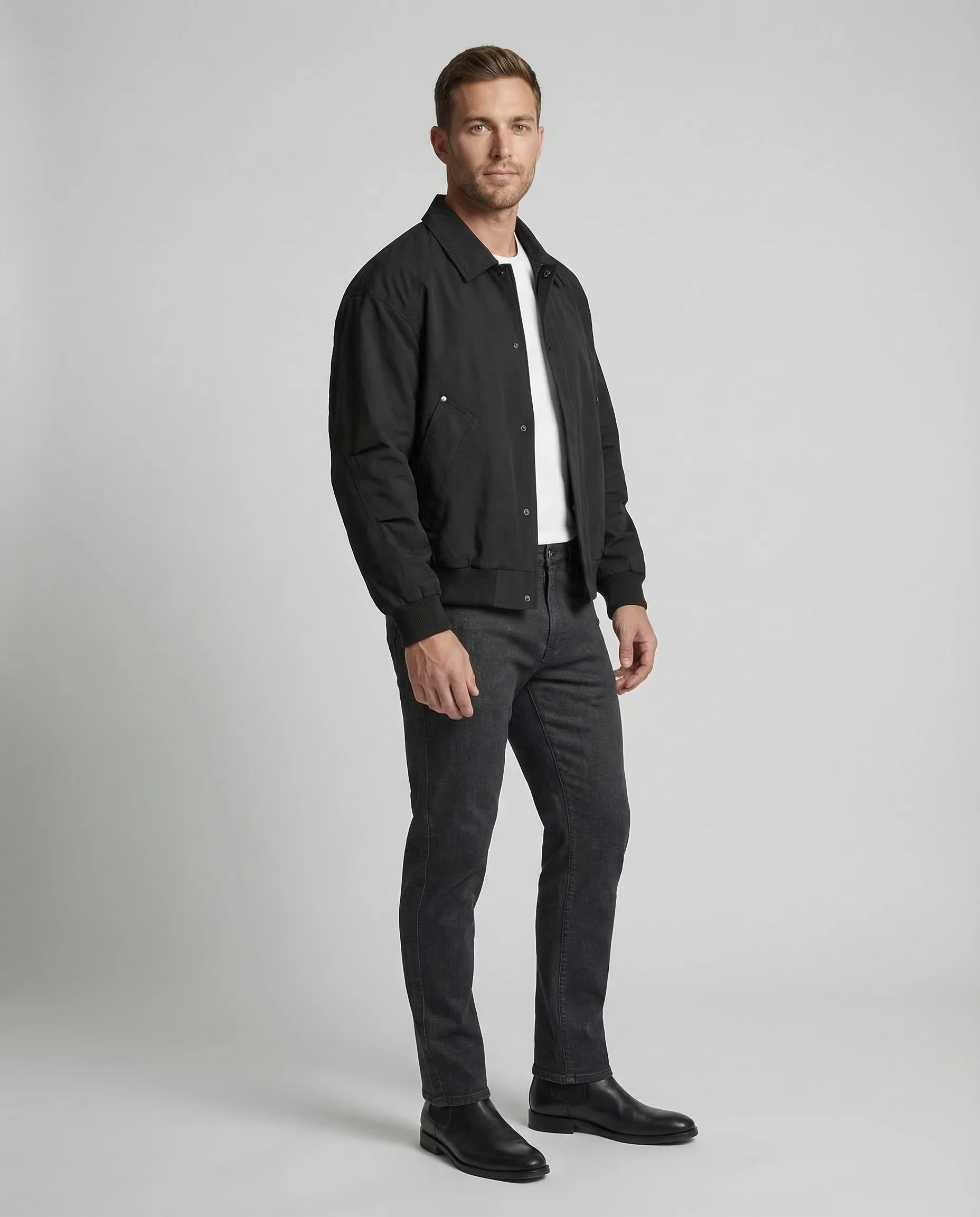 Herren Blouson Minimal Hemdkragen
