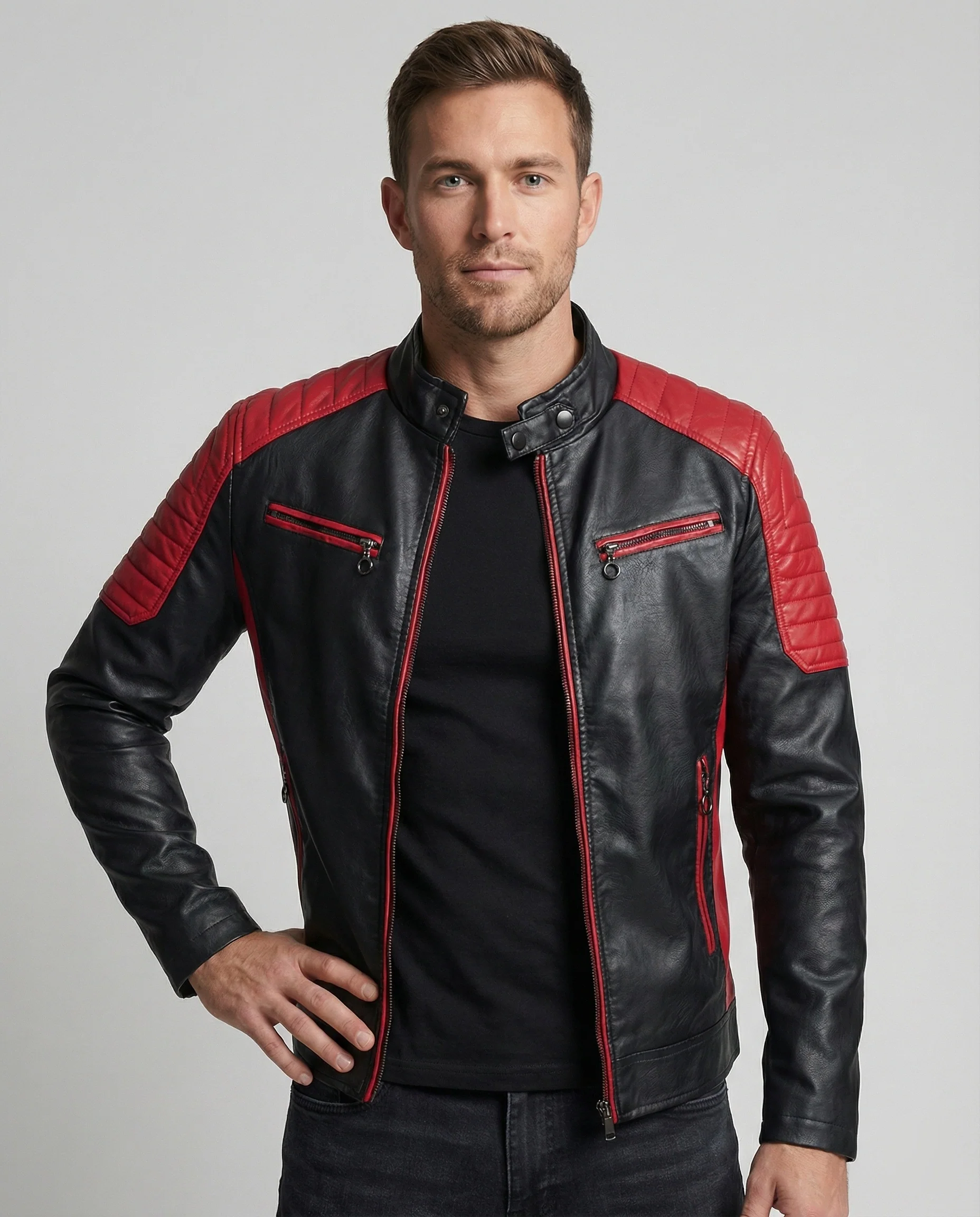 Herren Bikerjacke Motorsport Stil - Image 7