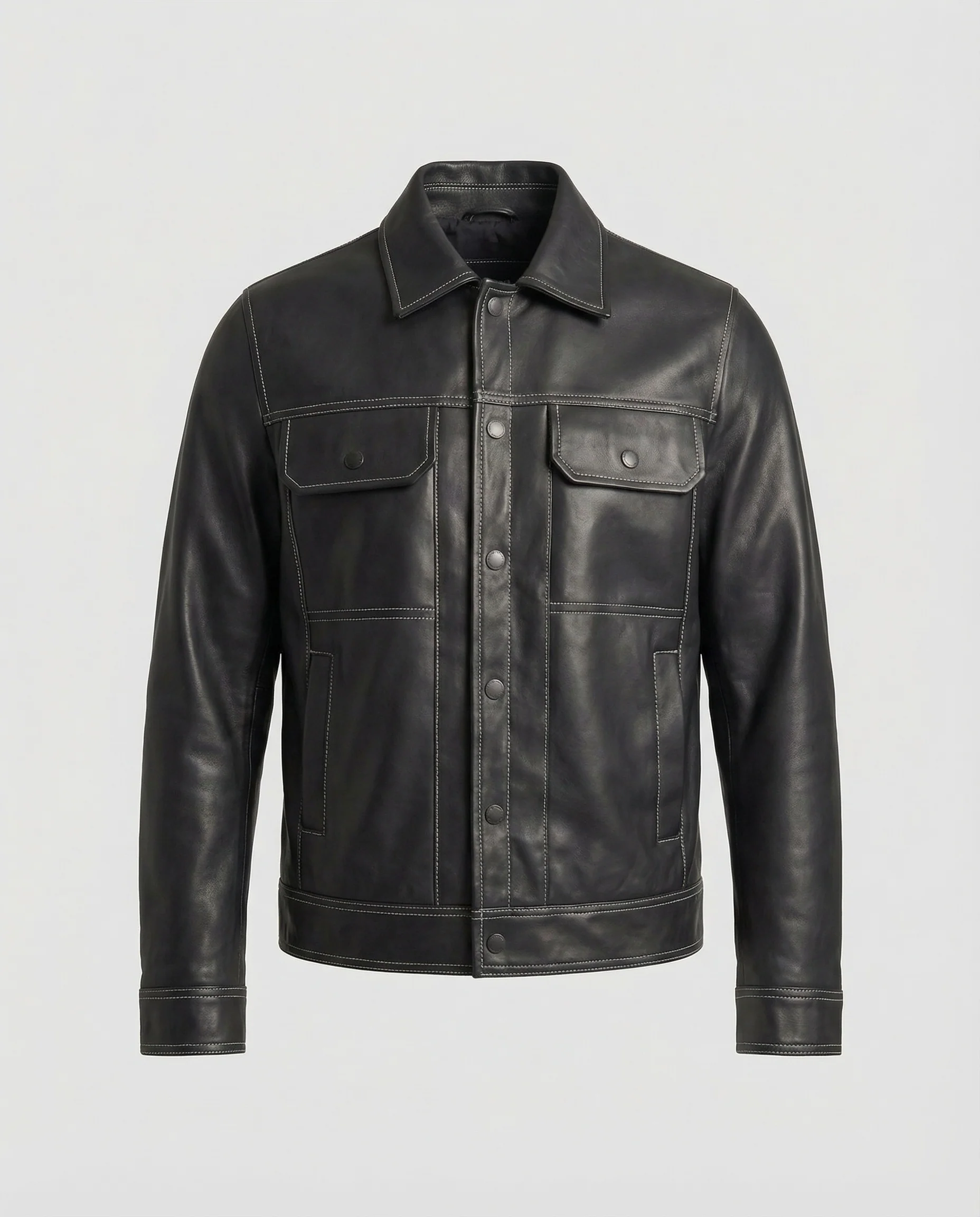 Herren Overshirt Jacke Lederoptik