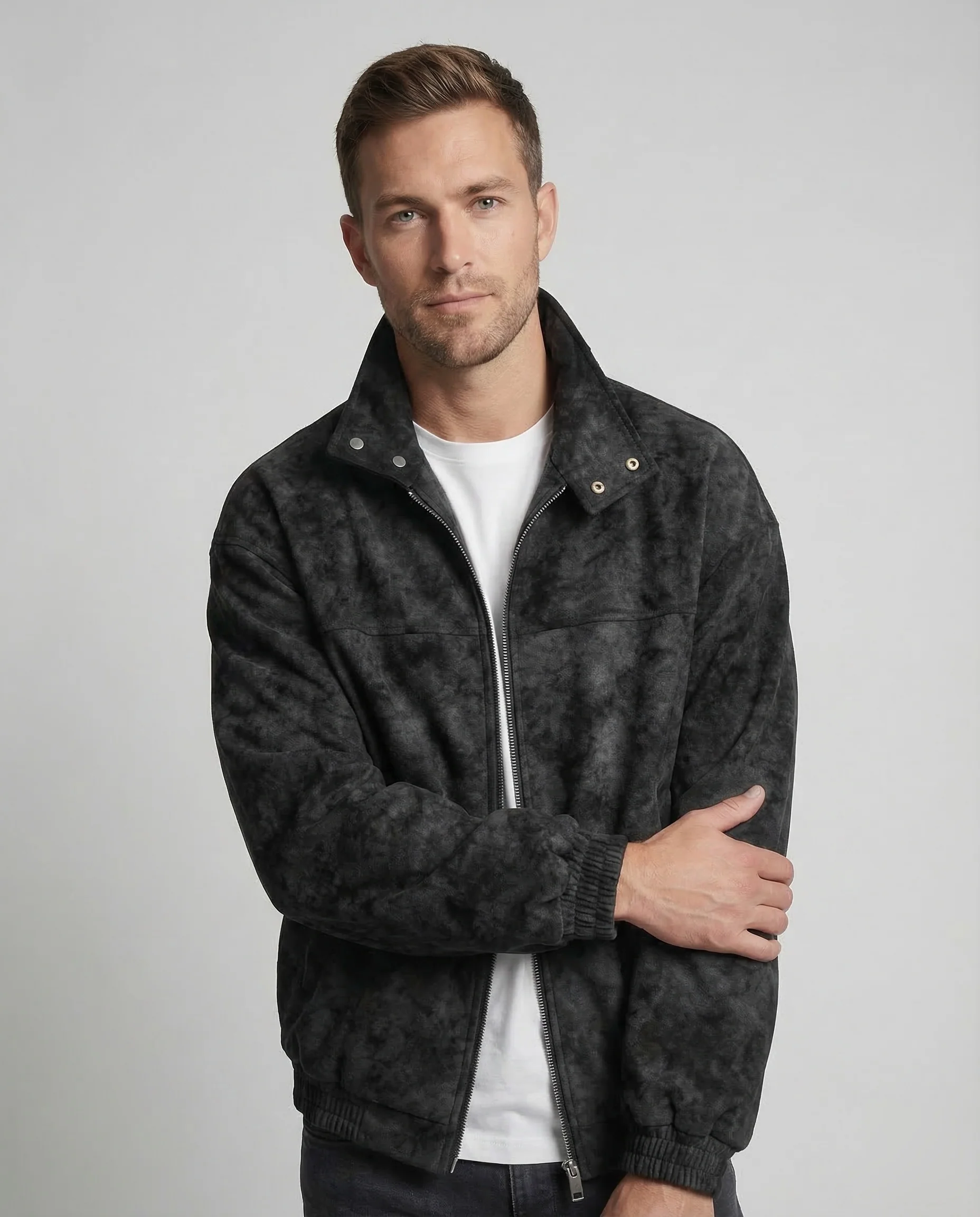 Herren Bomberjacke Veloursleder Optik - Image 2