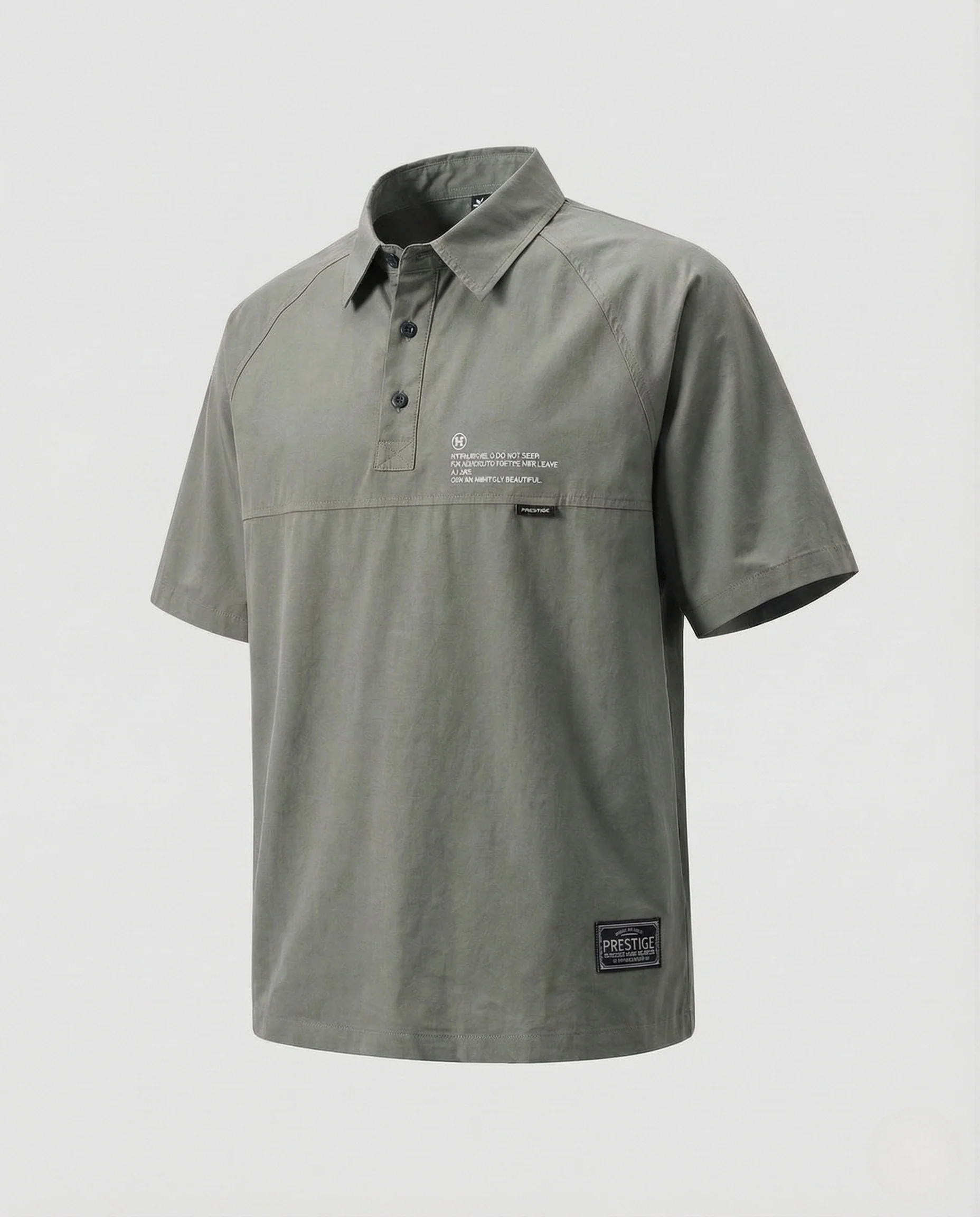 Herren Oversize Kurzarm Poloshirt mit Raglanärmeln und Logo Patch - Image 6