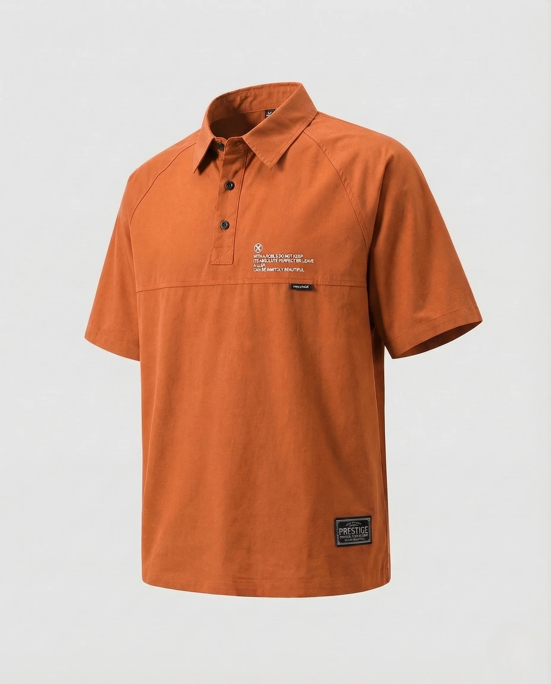 Herren Oversize Kurzarm Poloshirt mit Raglanärmeln und Logo Patch - Image 7