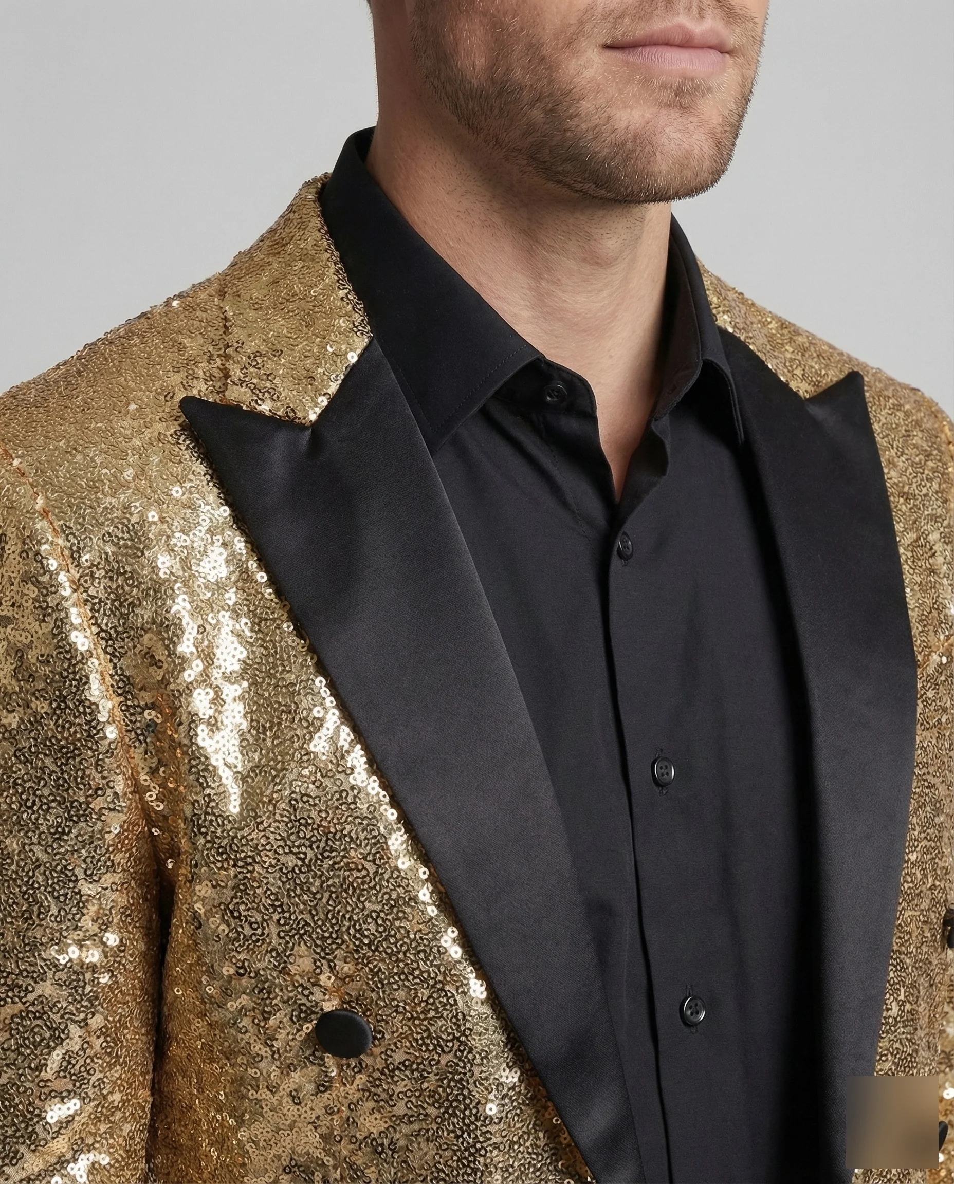Herren Pailletten Frack Satinrevers - Image 3