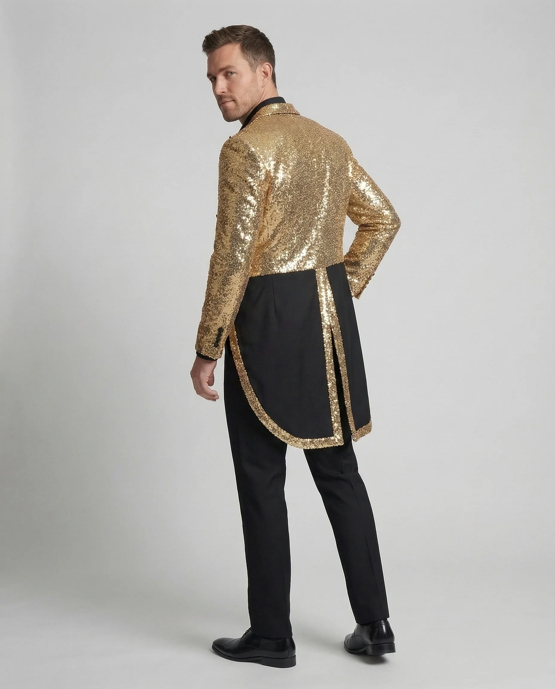 Herren Pailletten Frack Satinrevers - Image 4