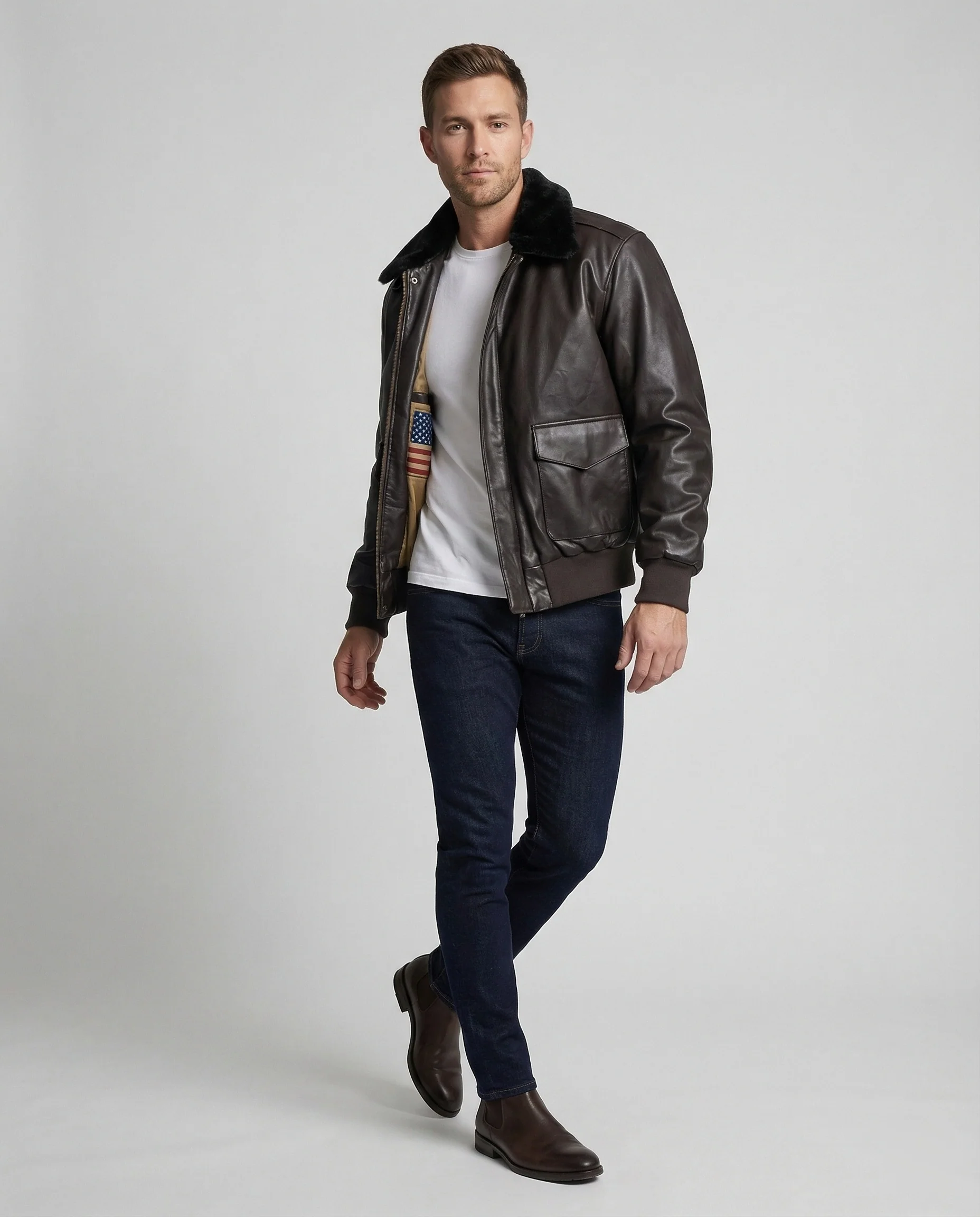Herren Pilotenjacke mit Kunstpelz - Image 5