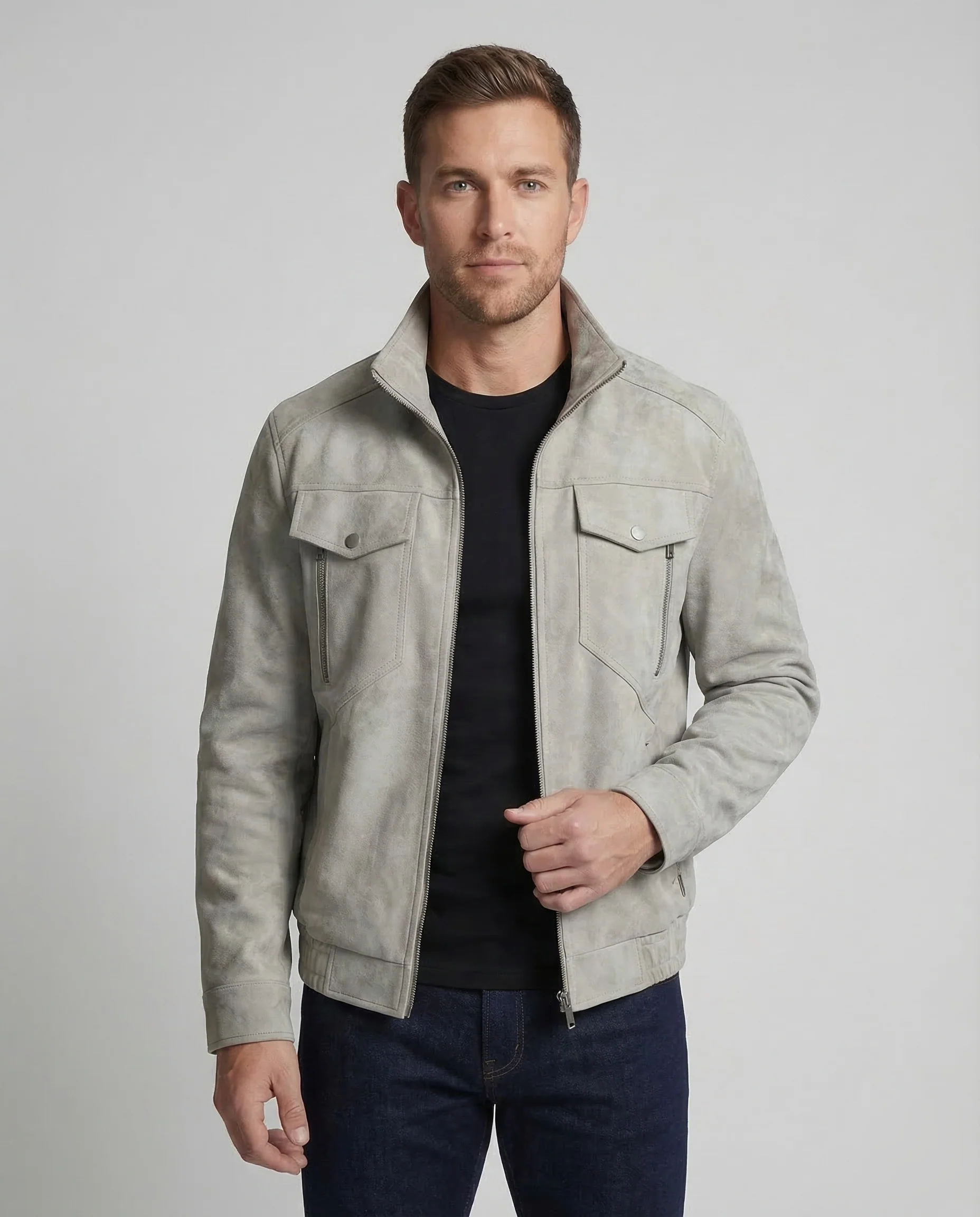 Herren Fliegerjacke Wildlederoptik - Image 2