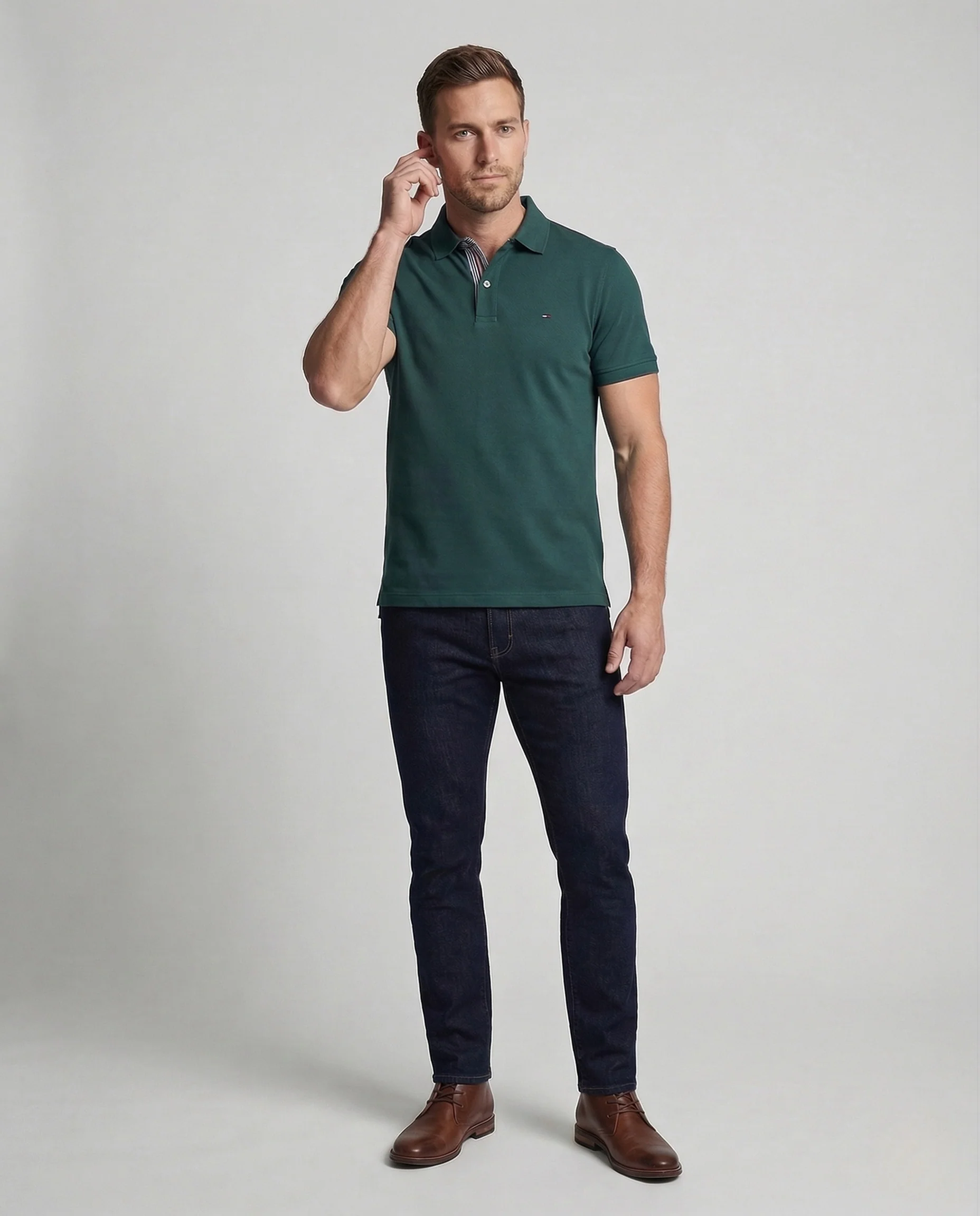 Herren Baumwoll Poloshirt mit Nackenpaspel - Image 2