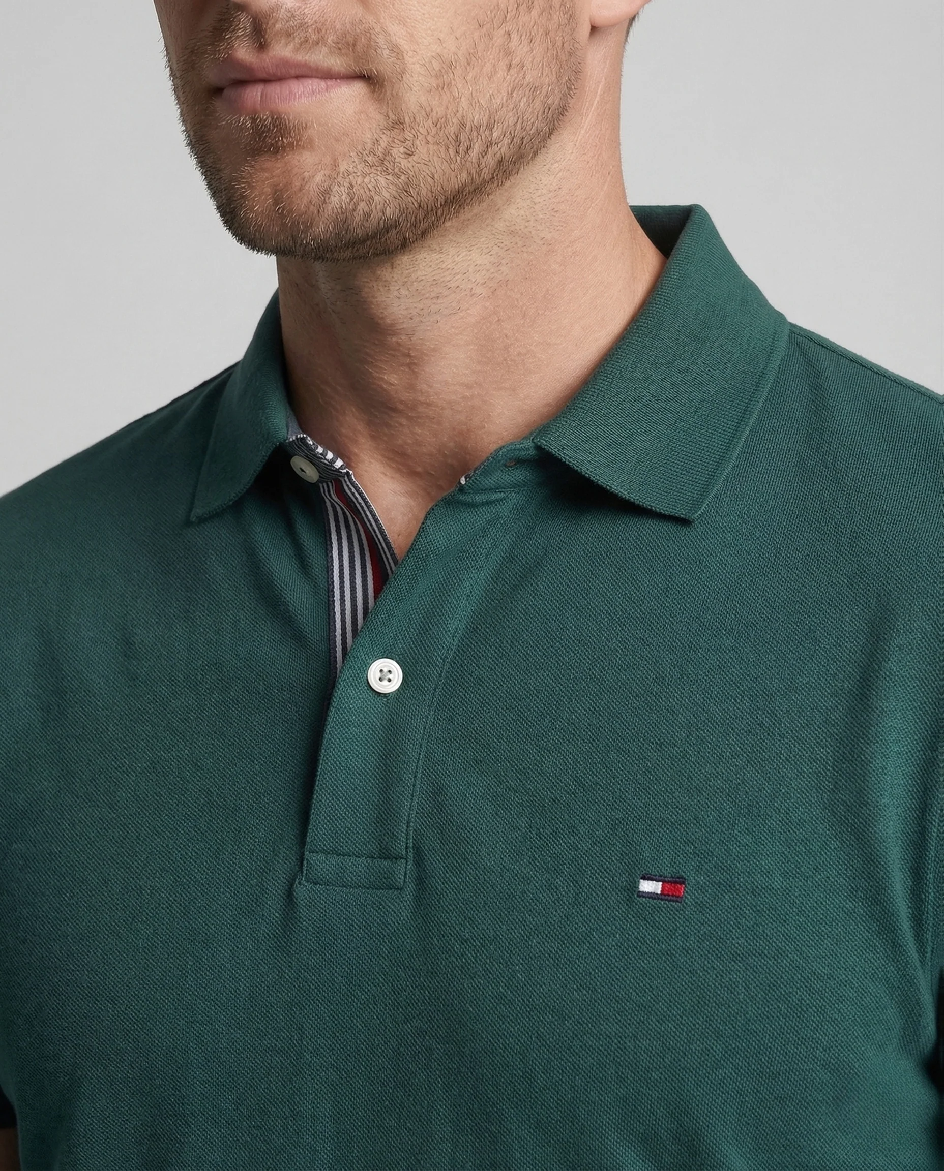 Herren Baumwoll Poloshirt mit Nackenpaspel - Image 3