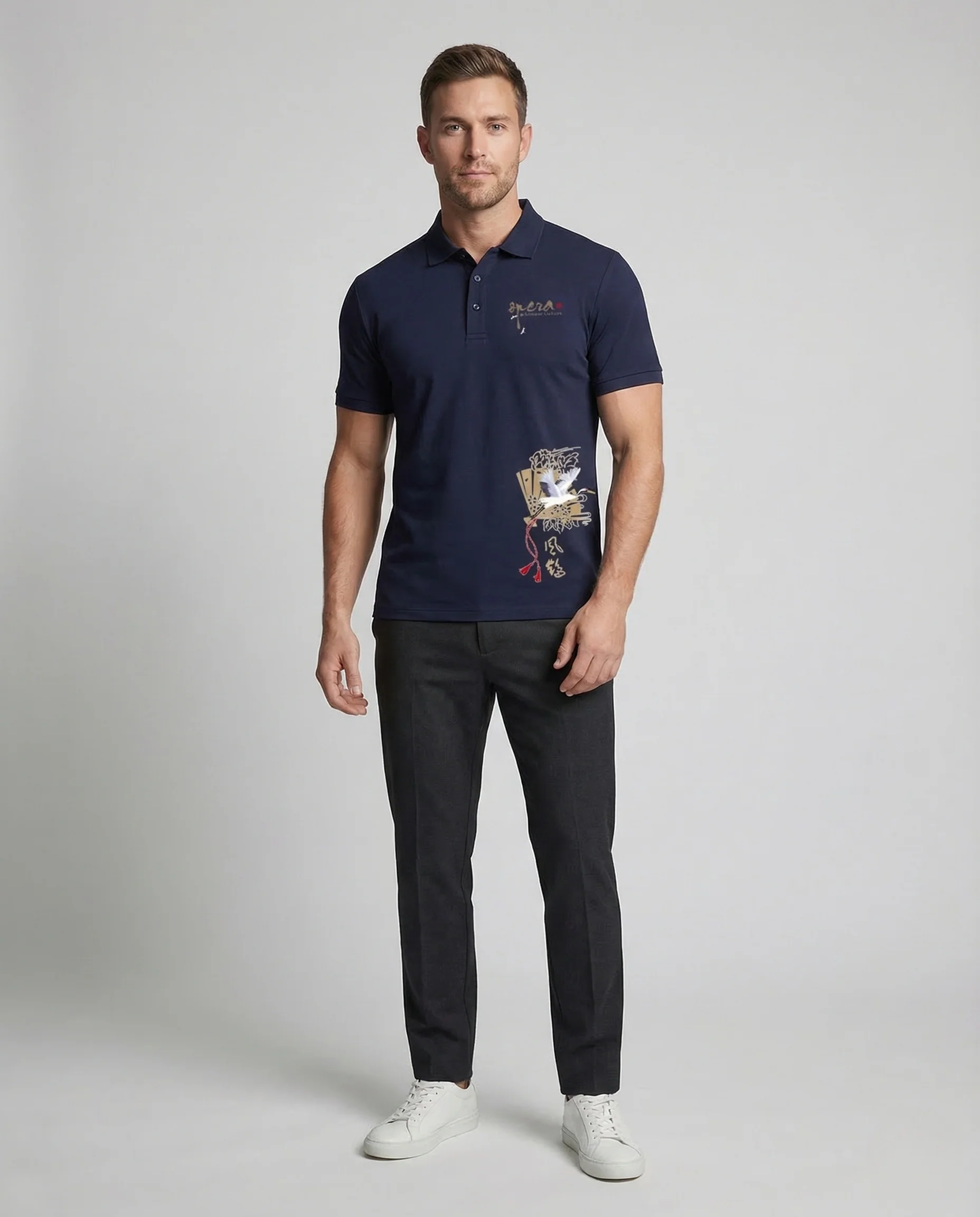 Herren Poloshirt Print Motiv