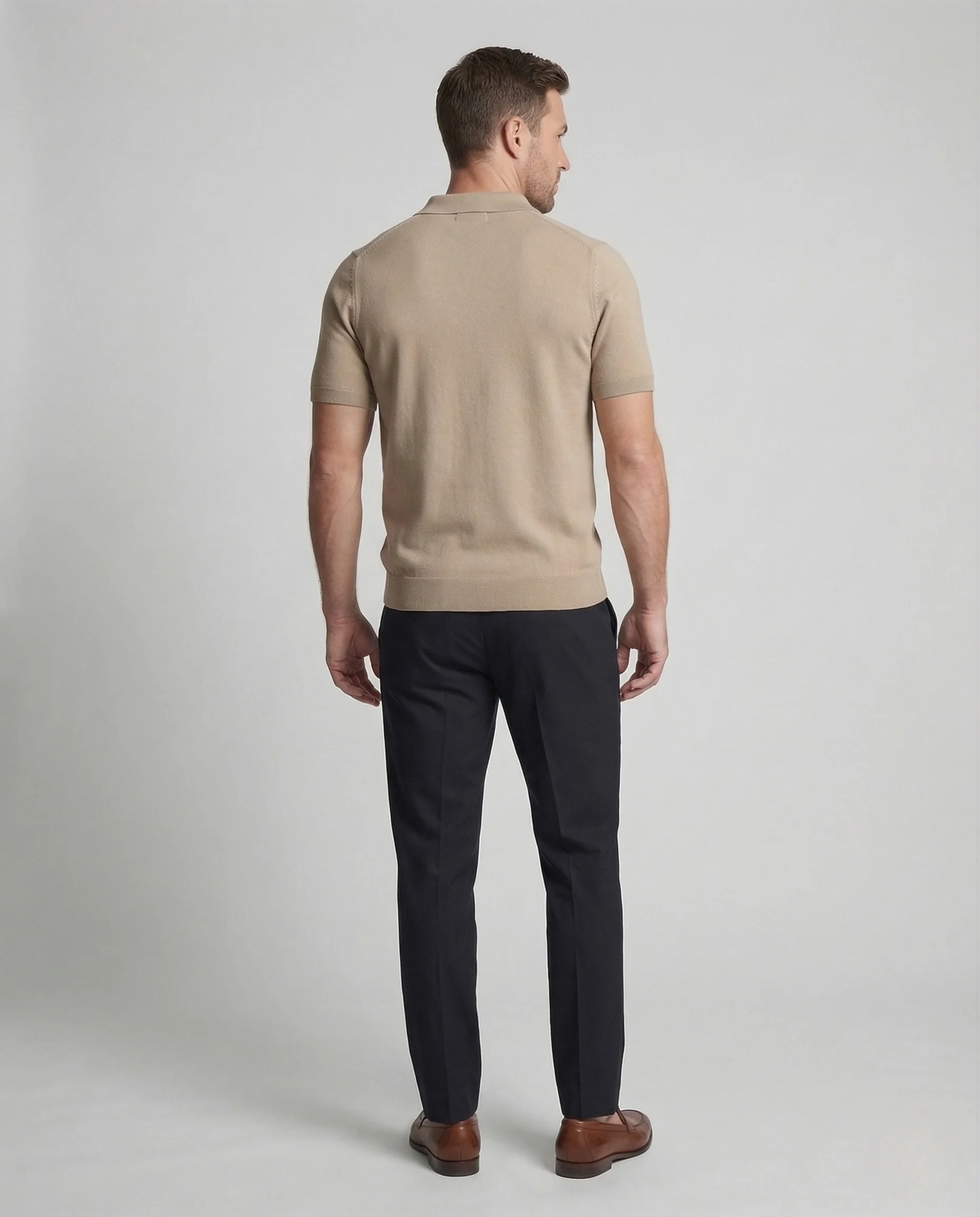 Herren Feinstrick Poloshirt mit Perlmuttknöpfen und Stretchkomfort - Image 3