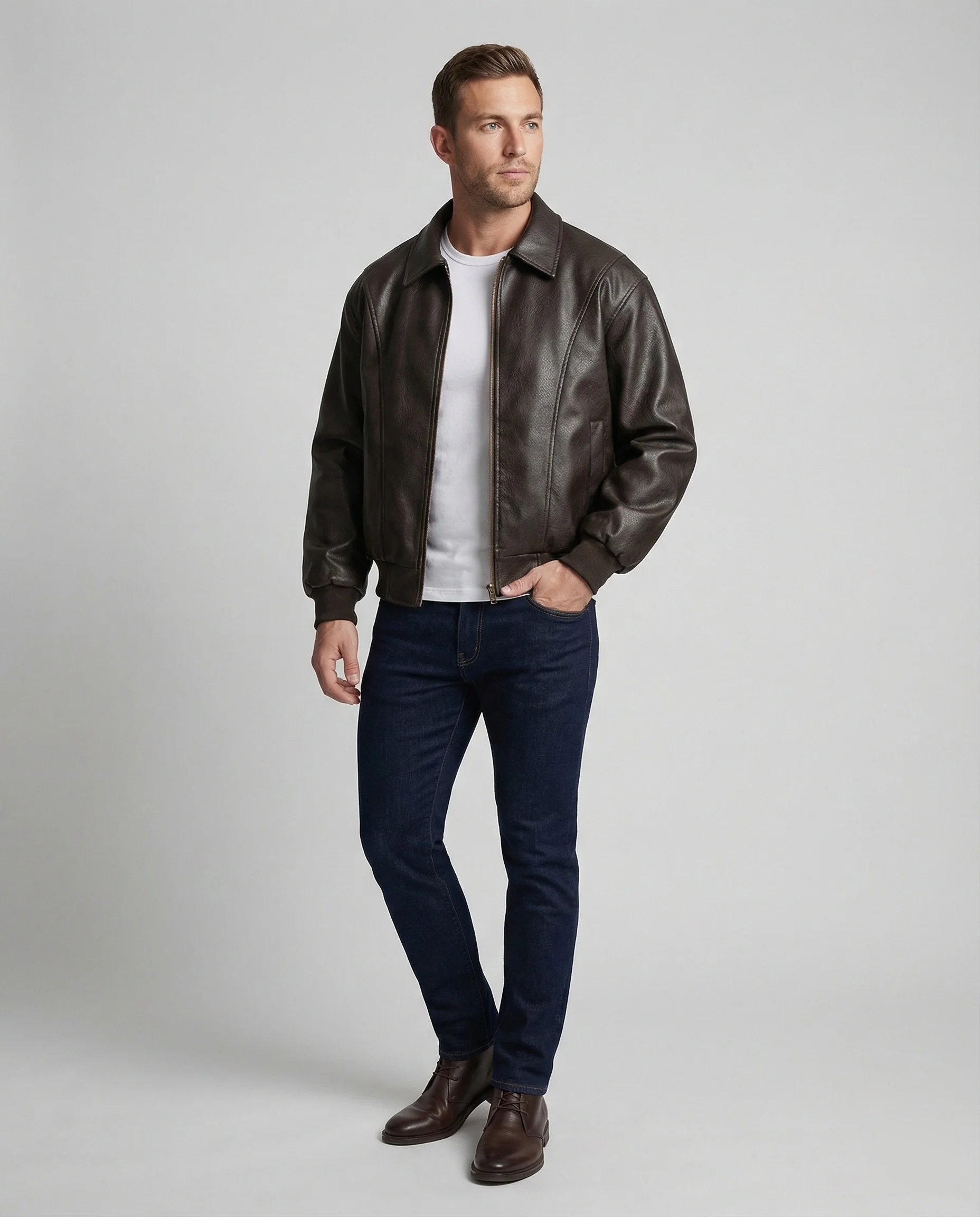 Herren Premium Leder Bomberjacke - Image 4