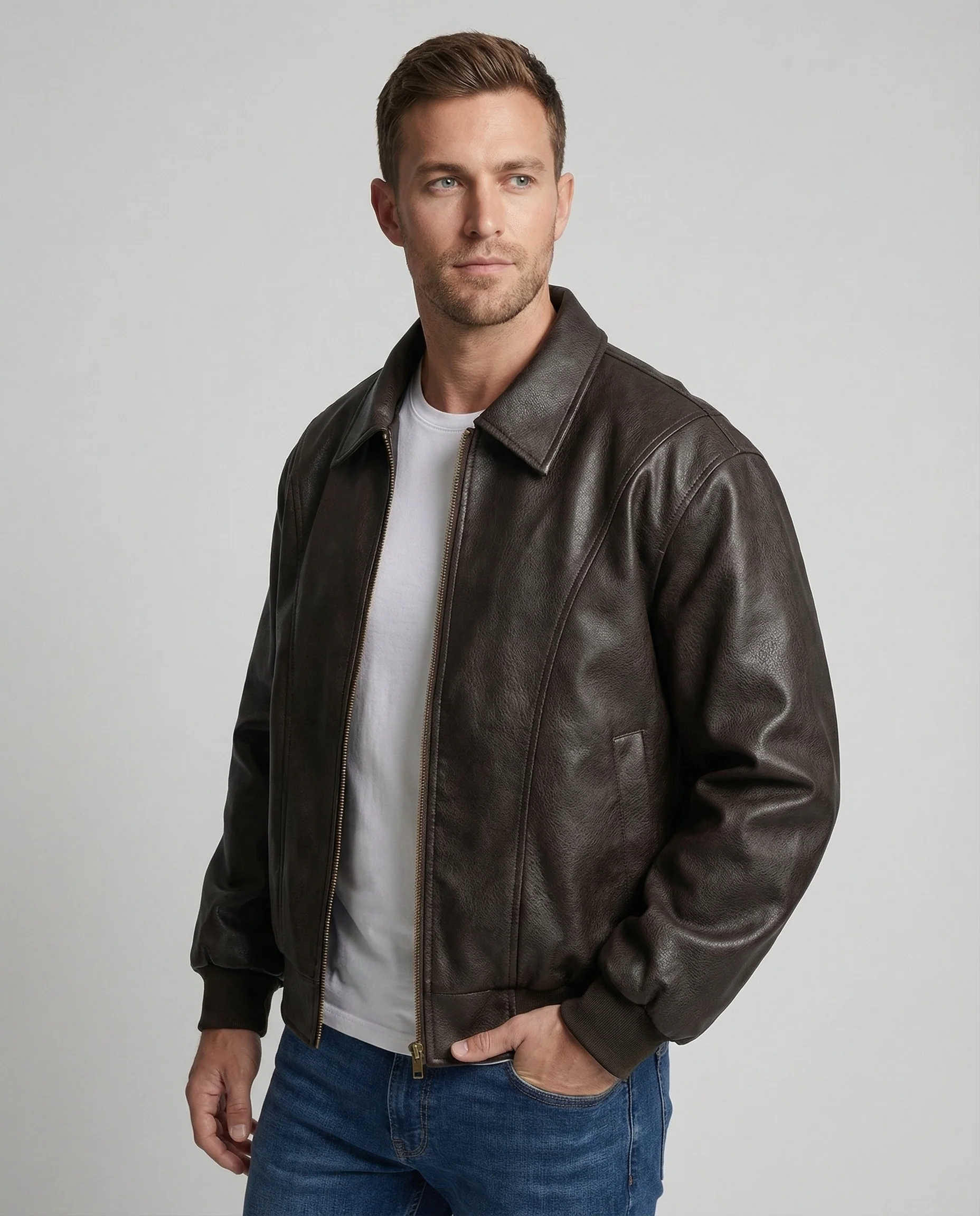 Herren Premium Leder Bomberjacke - Image 5