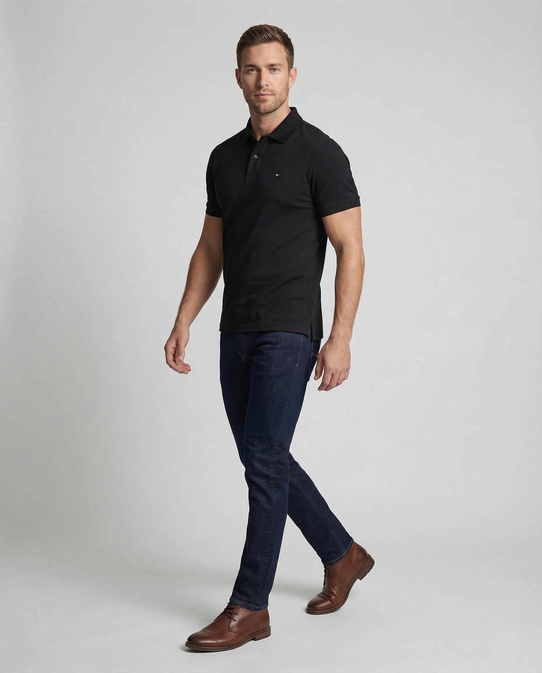 Herren Premium Poloshirt Strukturpiqué mit Stickerei