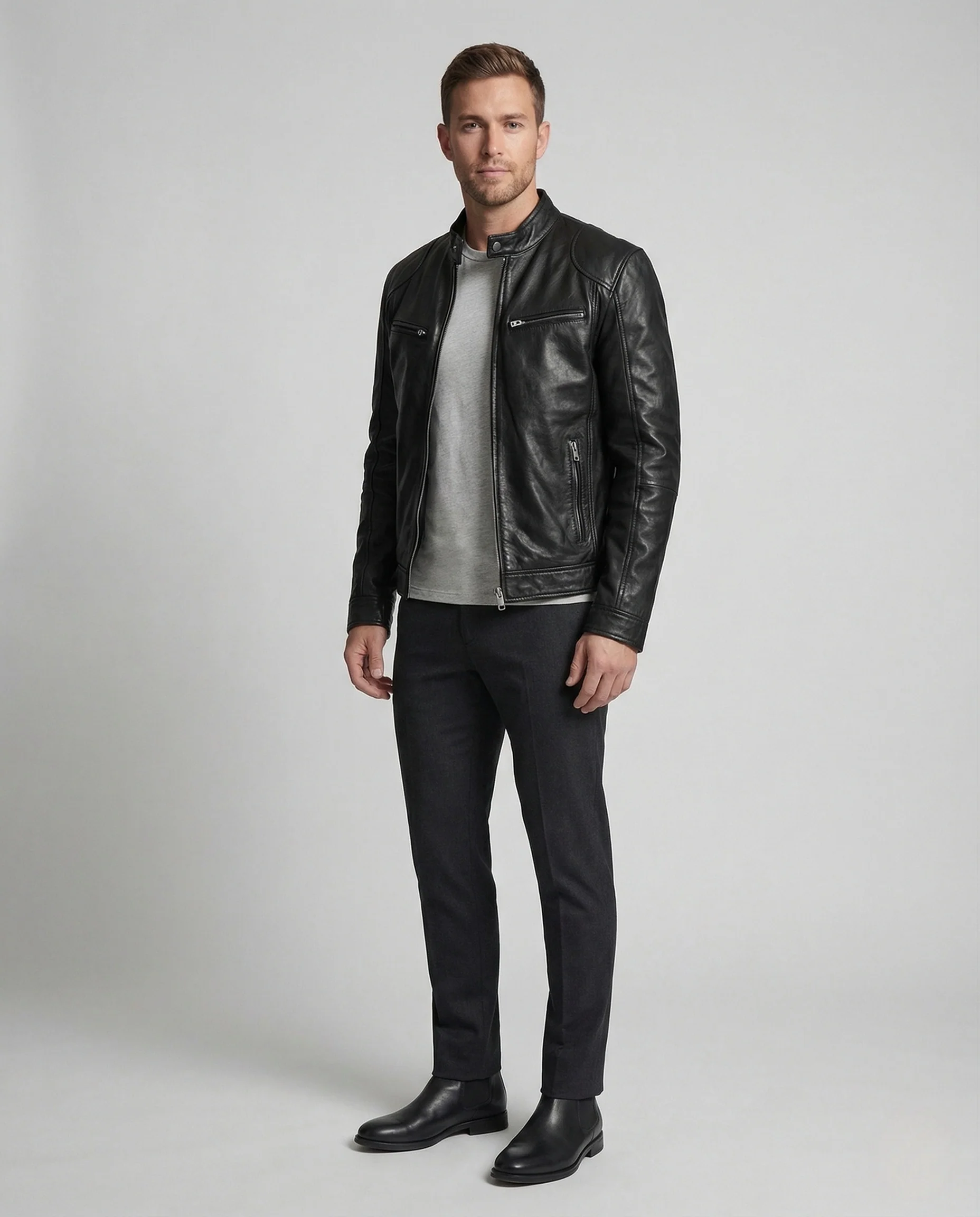 Herren Racer Lederjacke - Image 2