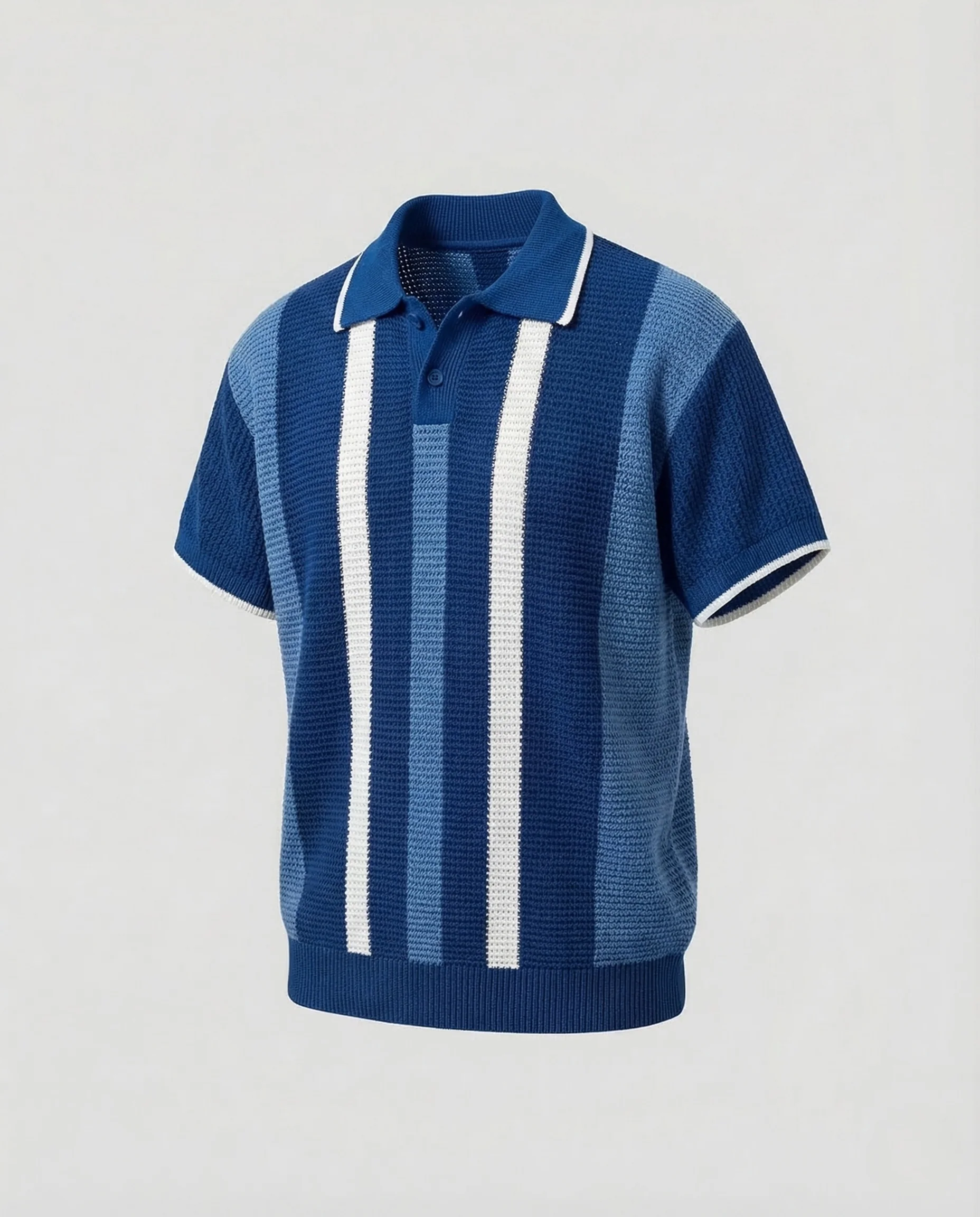 Herren Strick Polo Retro Streifen - Image 6