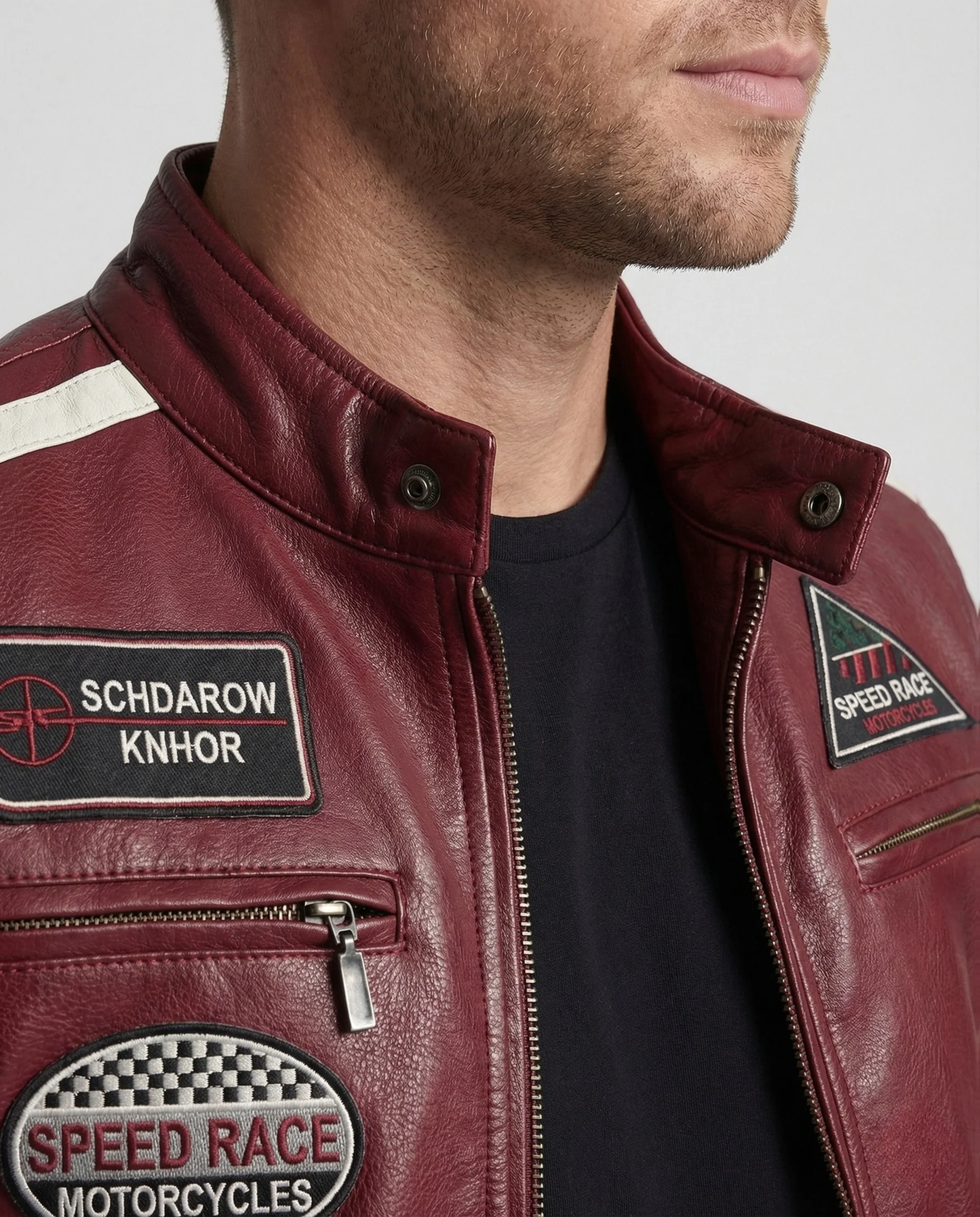 Herren Racing Motorradblouson mit Logo Patches - Image 3