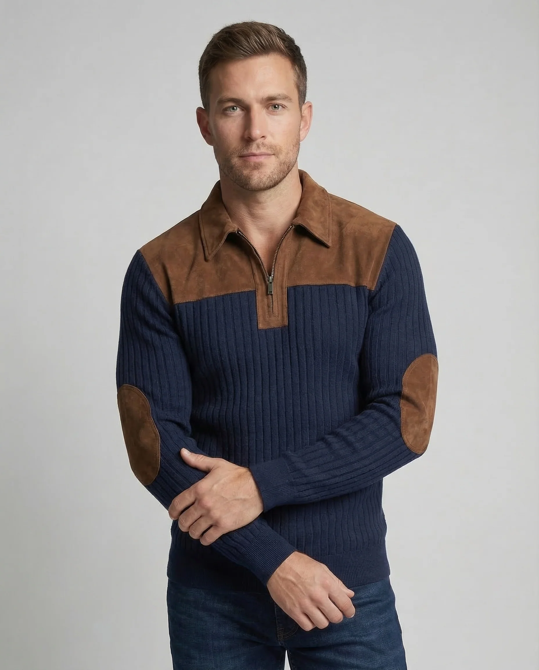 Herren Strickpullover Halbzip - Image 2
