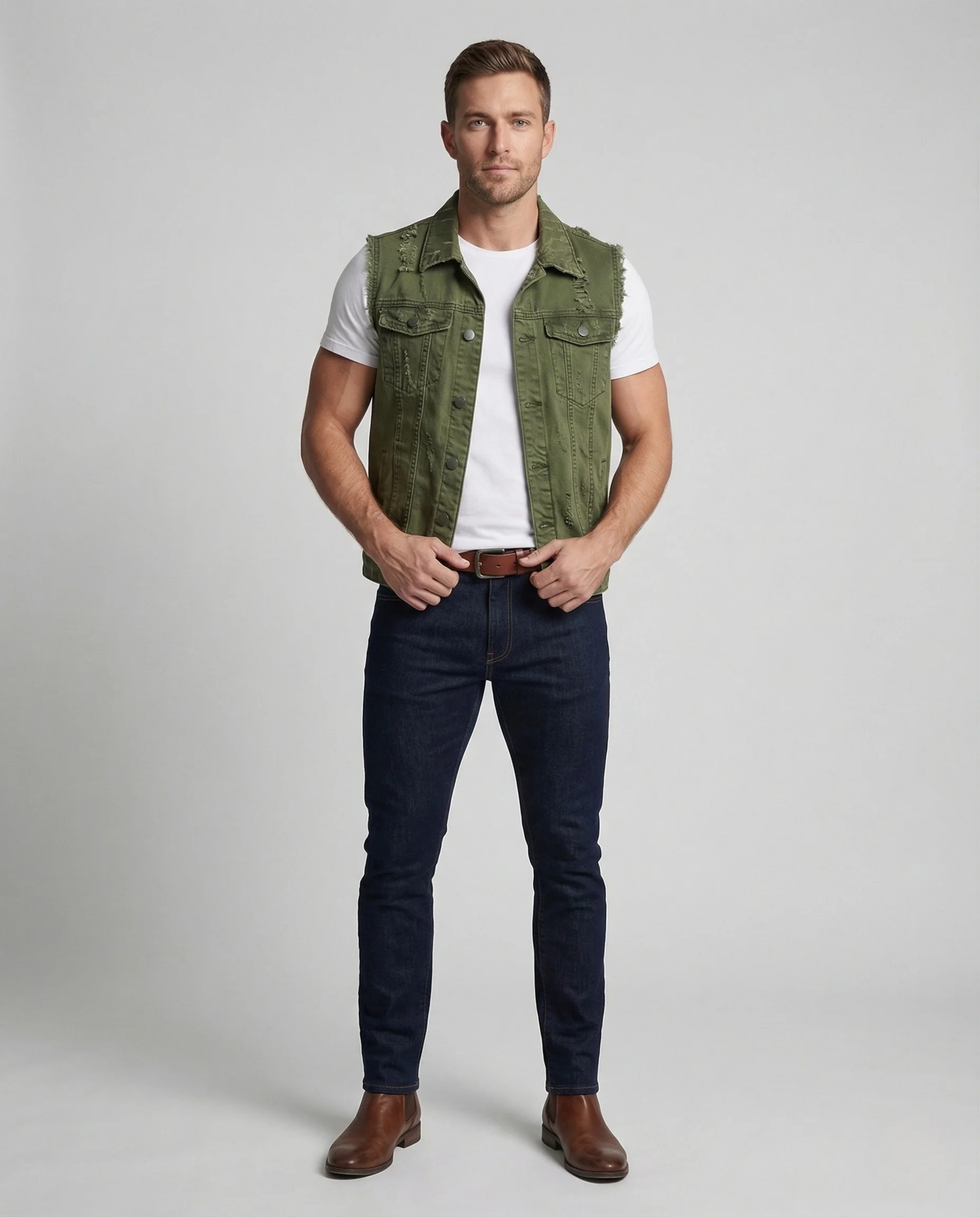 Herren Jeansweste Used Look mit Klappentaschen - Image 2