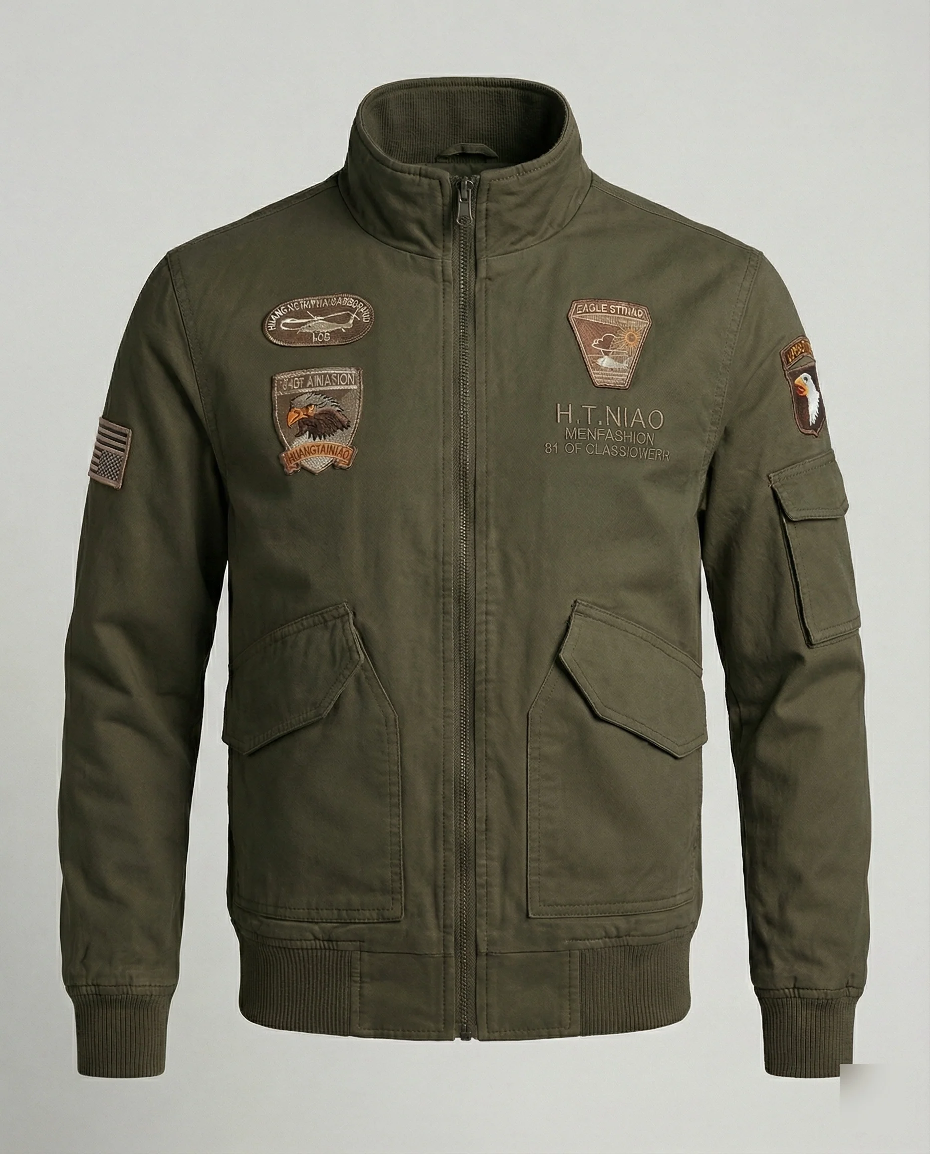 Herren Bomberjacke Militär Stil - Image 3