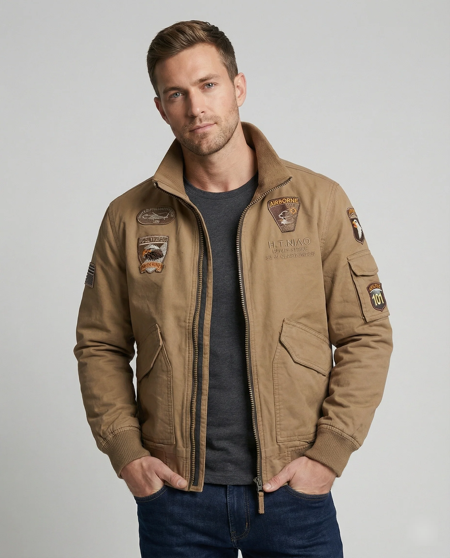 Herren Bomberjacke Militär Stil - Image 7